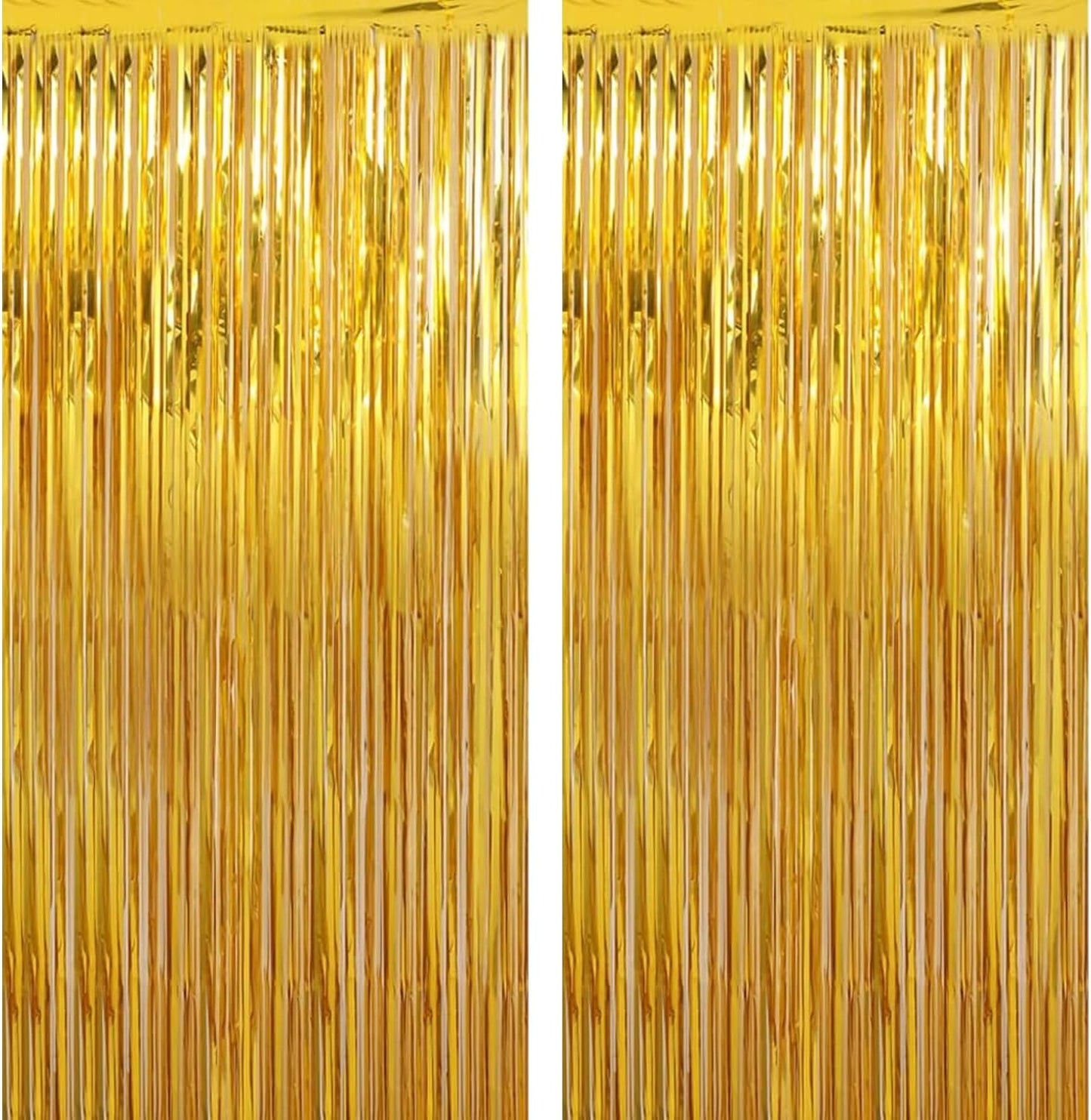 2 Pack Gold Streamers Party Decorations Gold Tinsel Backdrop Supplies Foil Curtain Backdrop for Baby Shower Birthday Bachelorette Wedding Engagement Holiday Celebration Party Decorations