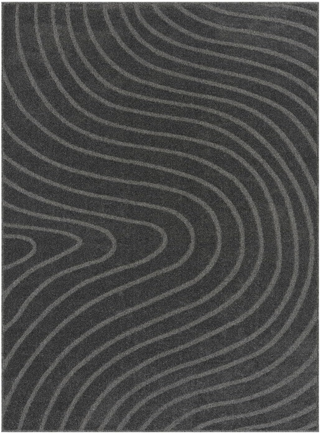 LUXE WEAVERS Modern Geometric Wave Anthracite 5x7 Area Rug