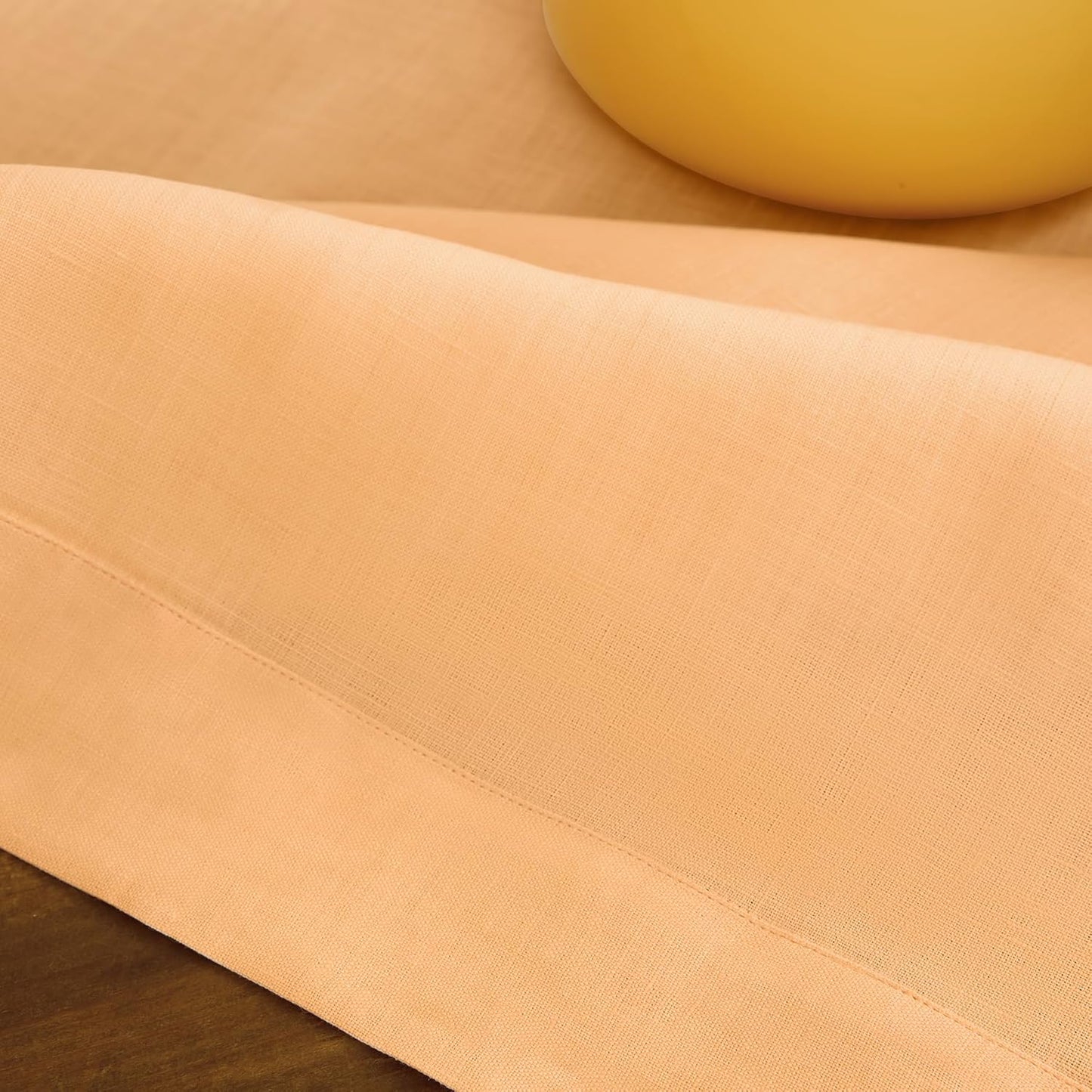 Solino Home Linen Tablecloth for Rectangle Tables 60 x 120 Inch - 100% Pure Linen Peach Table Cloth - Fete, Machine Washable Cloth Tablecloth