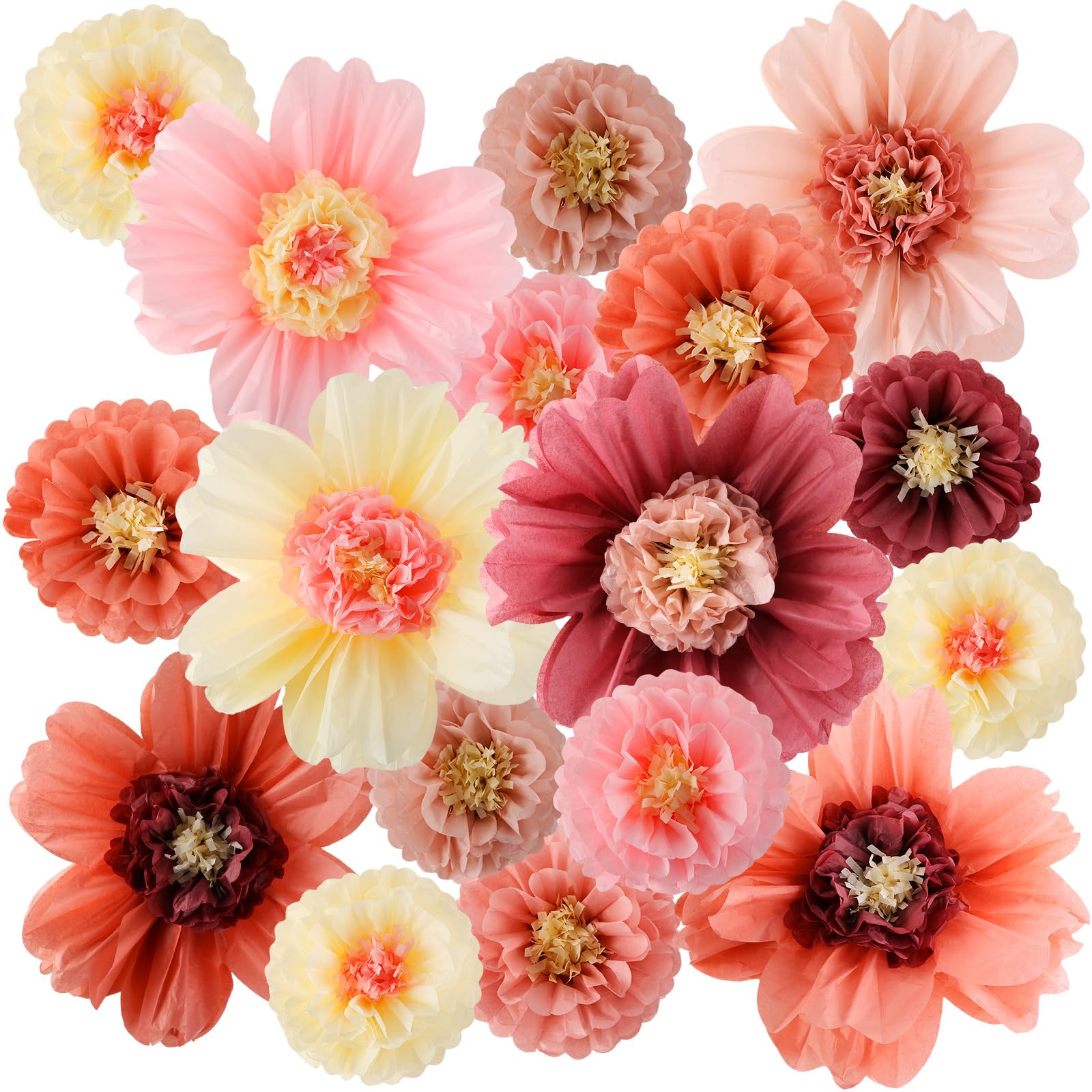 Crowye 12 Pcs Large Tissue Paper Flower Decor,20'' 31.5'',Vintage Color