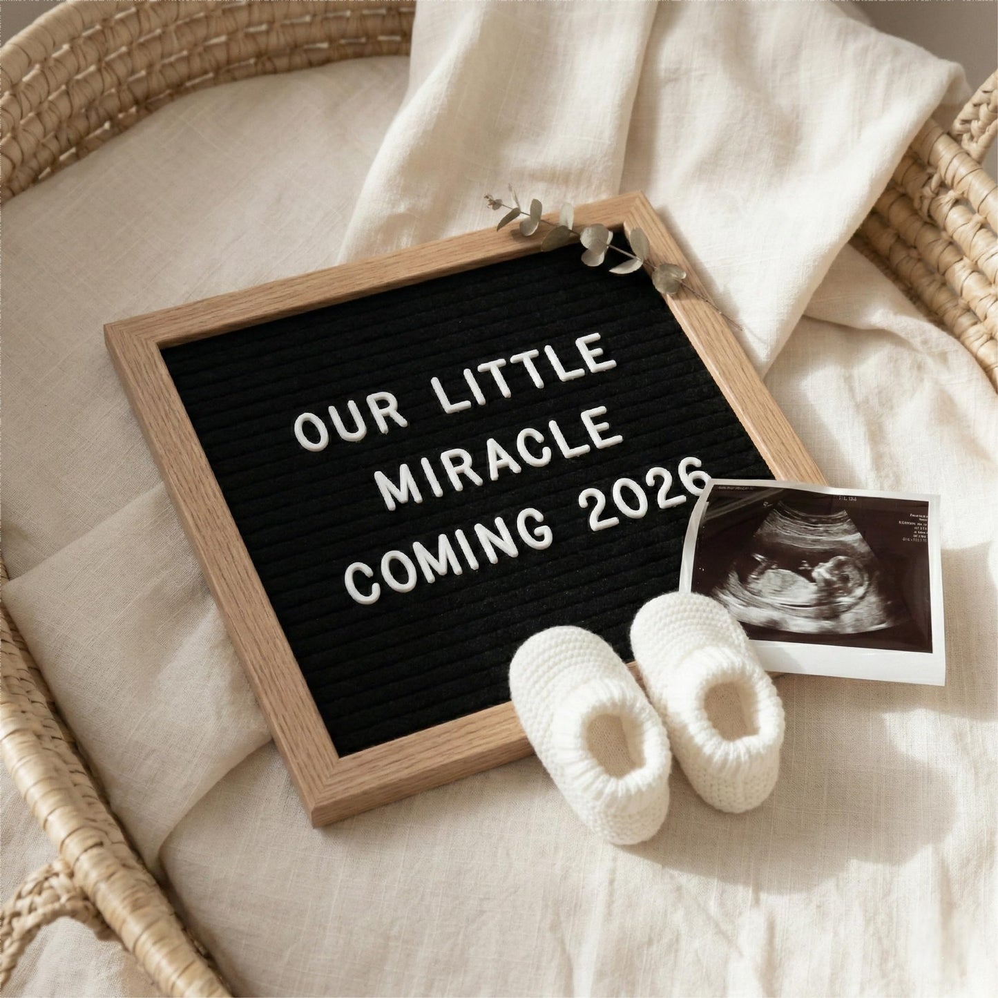 Black Felt Letter Board 10x10in, Baby Announcement Sign, 336 Letter Kit