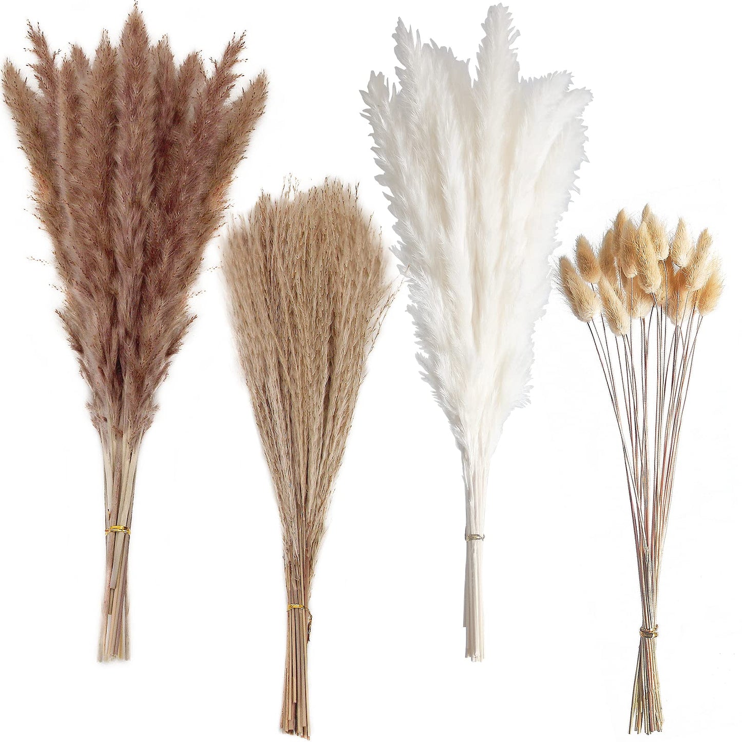 100 PCS Small Boho Pampas Grass, 17" Naturally Dried Pompas, Pampas Grass Decor for Wedding , Boho