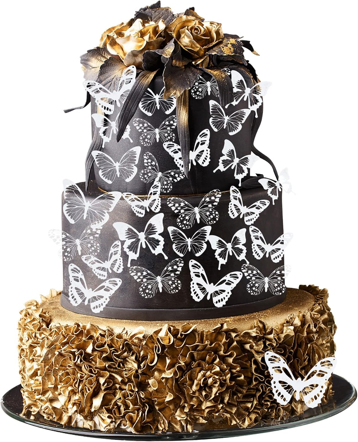 Gyufise 36Pcs Butterfly Cupcake Toppers - Lively PVC Art 3D Cake Decorations for Baby Shower, Wedding Anniversary, Kids Birthday Party Supplies - White Transparent Color