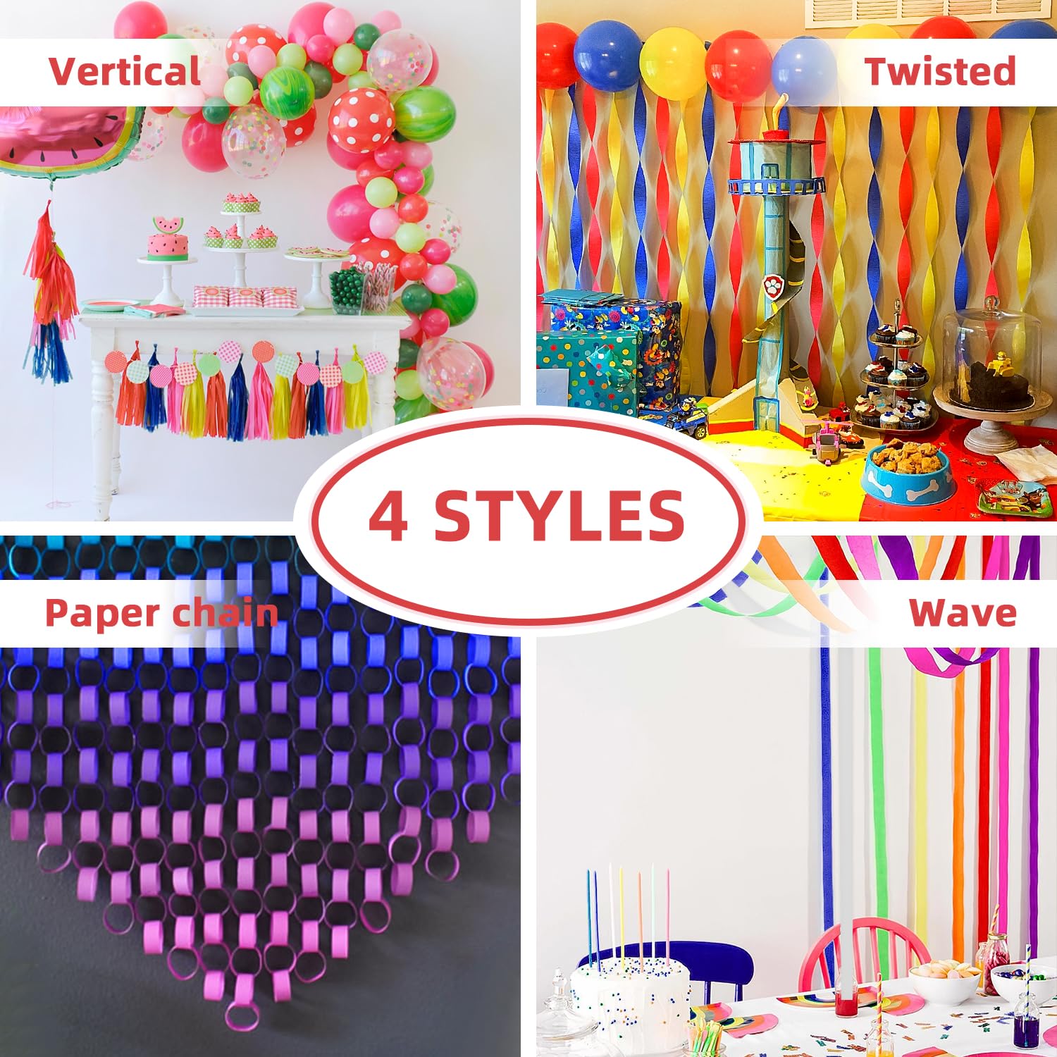 PIGETALE 6 Rolls Rainbow Party Streamers Crepe Paper DIY Art Crafts
