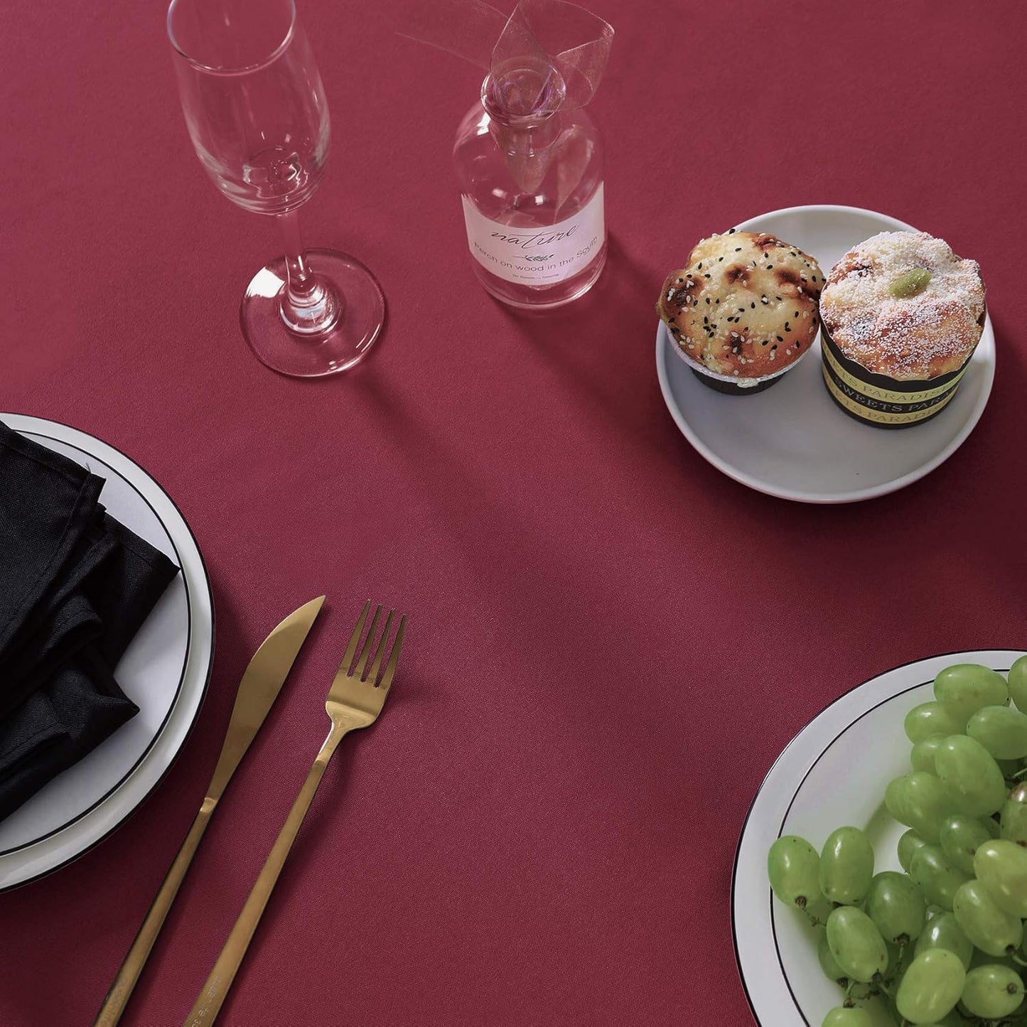 Rectangle Tablecloth 90x156 inch Washable Polyester Fabric Table Cloth for Wedding Party Dining Banquet Decoration（90x156, Burgundy）