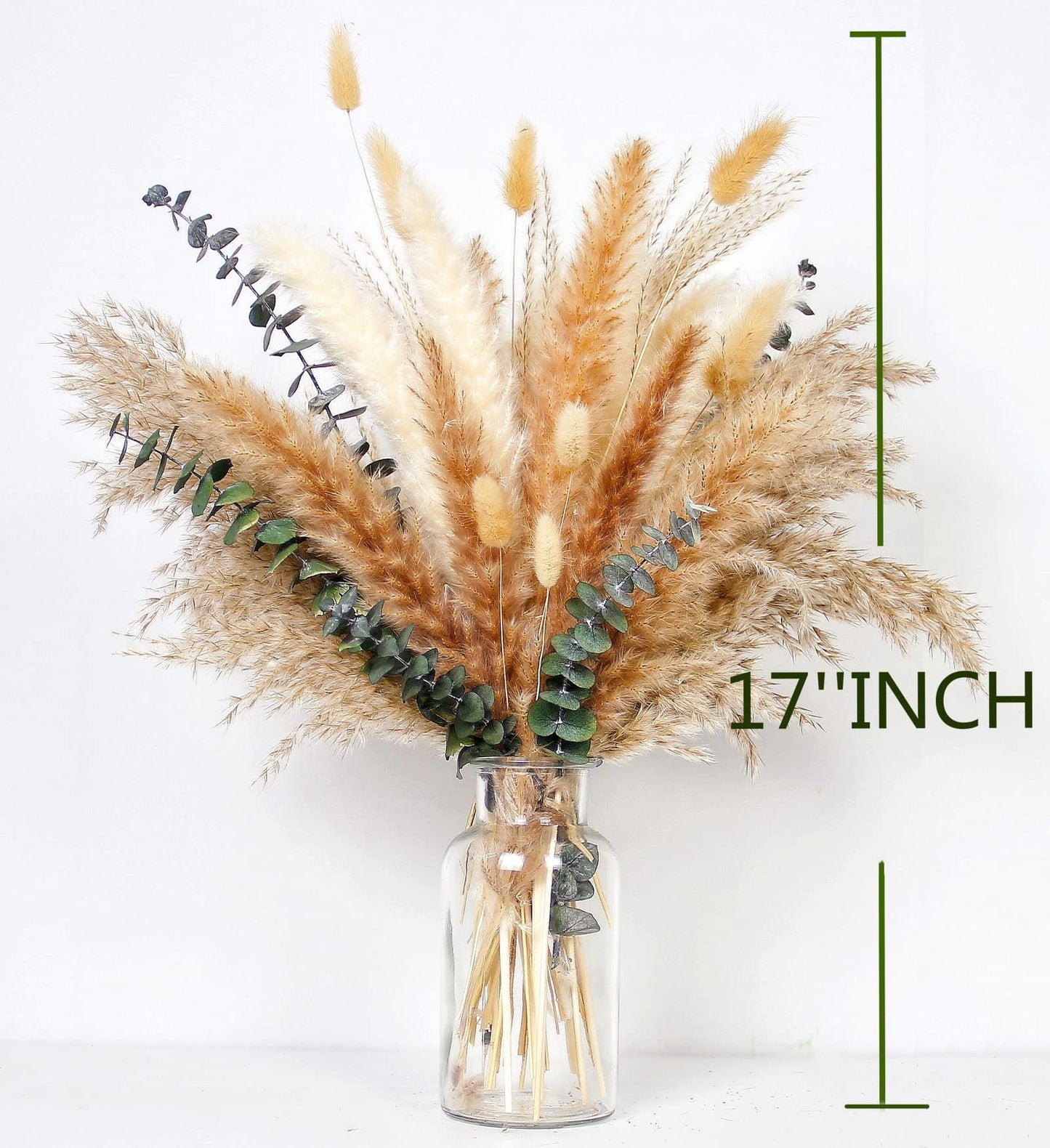 110 PCS of Boho Pampas Grass Decor, Naturally Dried Pompas, Bunny Tails Dried Flowers, and dried