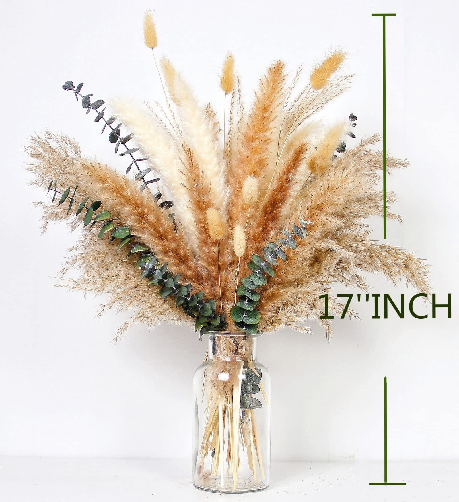 110 PCS of Boho Pampas Grass Decor, Naturally Dried Pompas, Bunny Tails Dried Flowers, and dried