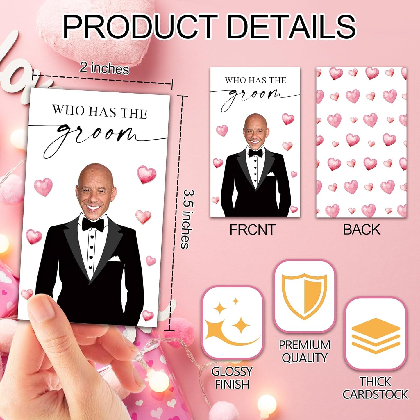 Who Has The Groom Birdal Shower Scratch Off Games, 41Pcs Cute Wedding Shower Scratch Off Games, 3.5"x 2.1" Bachelorette Party Favor Decor, Engagement Party Ideas Activities-A08