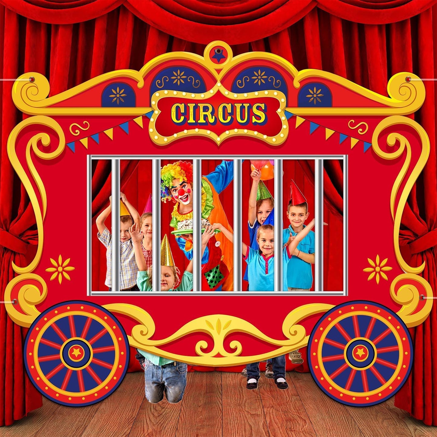 Yiaoyinnz Circus Party Decorations Carnival Cage Shaped Photo Backdrop Circus Photo Booth Props