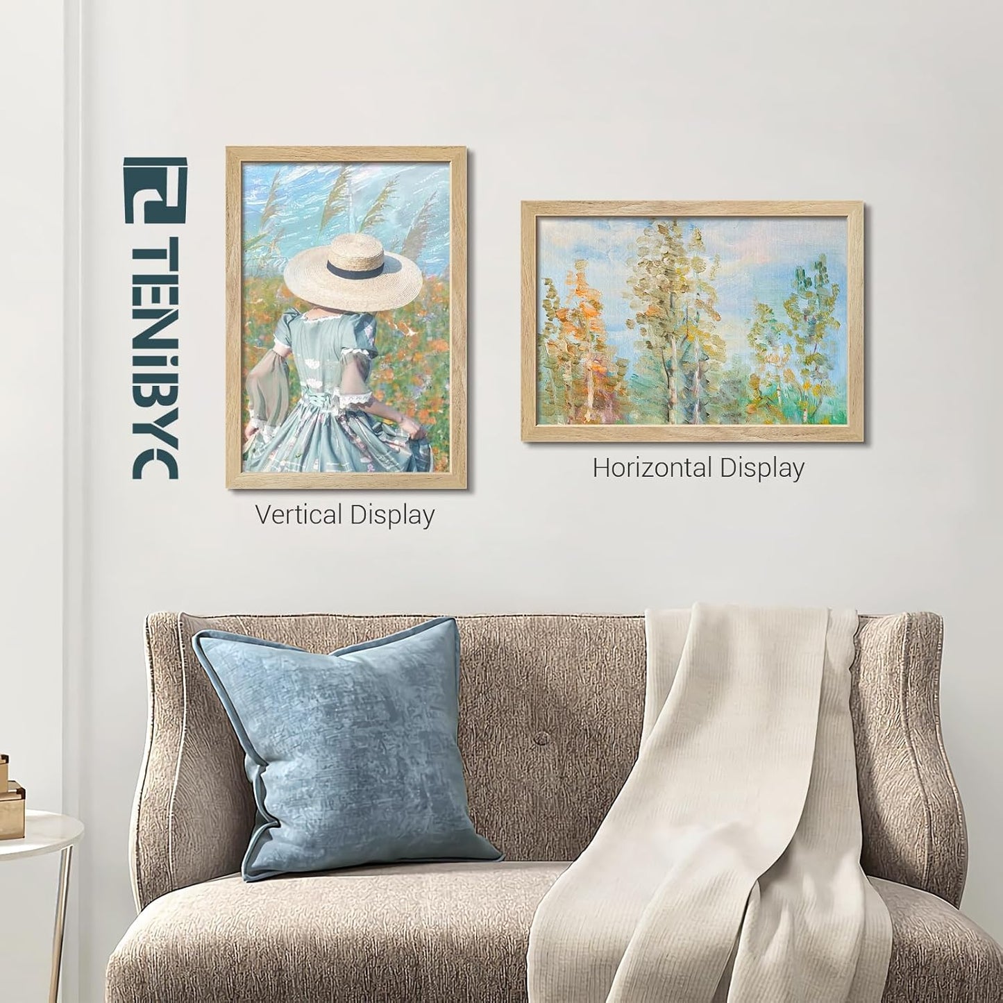 13x19 Picture Frame 4 Pack, Textured Elegant Natural Solid Wood & HD Tempered Glass, Gallery Poster Frame - Wall Hanging