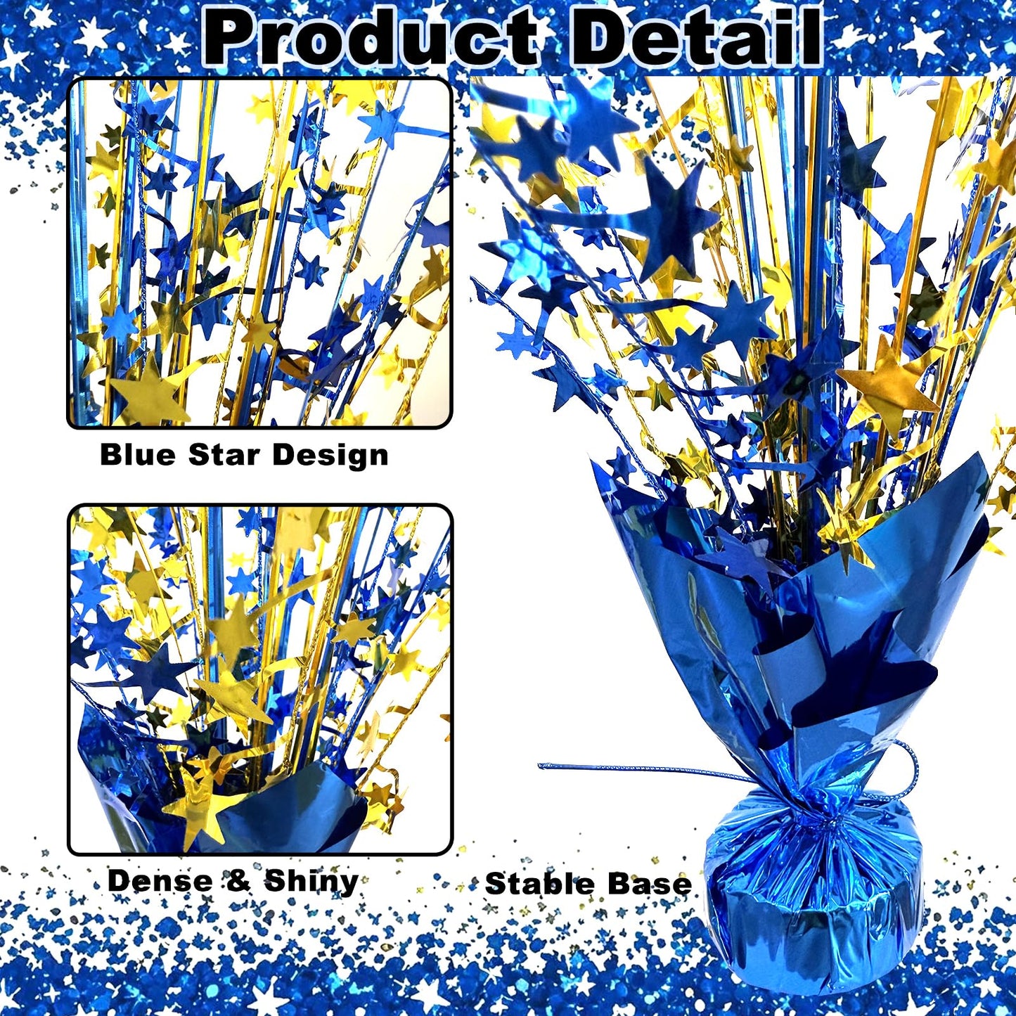 YinNorth 6 Pack Metallic Foil Spray Table Centerpiece Decoration Star Brust Glitter Table Topper