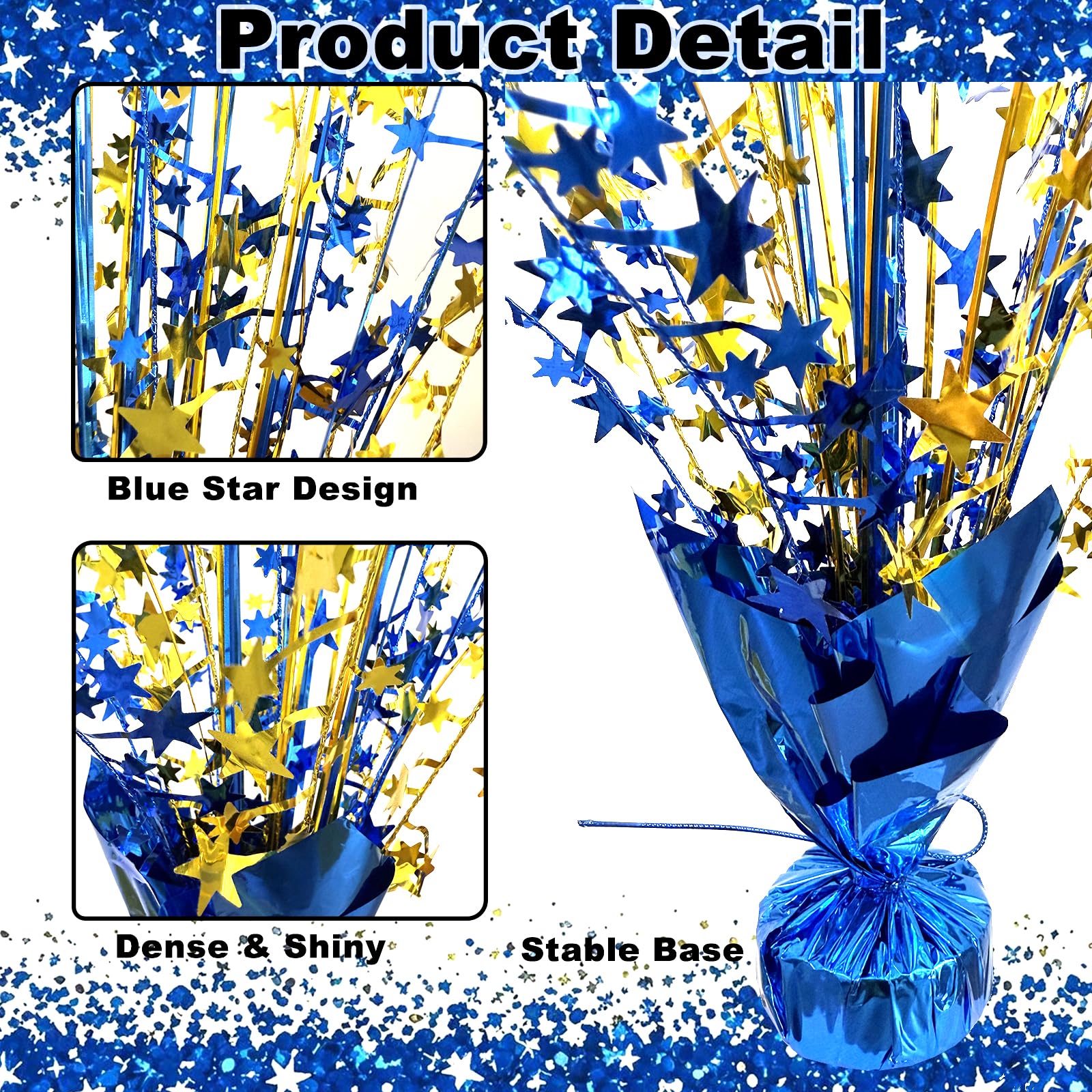 YinNorth 6 Pack Metallic Foil Spray Table Centerpiece Decoration Star Brust Glitter Table Topper