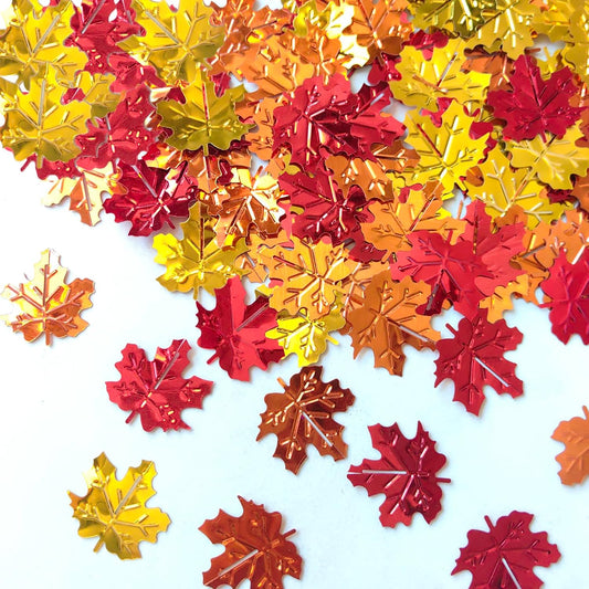 Maple Leaves Confetti,168pcs Fall Leaves Party Table Decorations Scatter Foil Confetti for Autumn Harvest Thanksgiving Wedding Throwing Table Decoration Glitter Party Supplies (orange 2)
