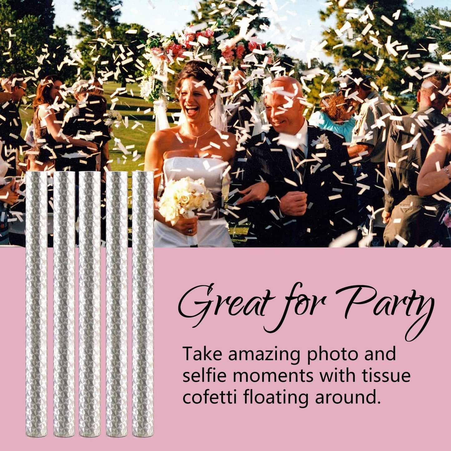 BATTIFE 30Pack White Confetti Wands, 14 Inch Tissue Paper Confetti, Flick Flutter Sticks for Wedding, Celebrations, Anniversary, Birthday, Graduation Party