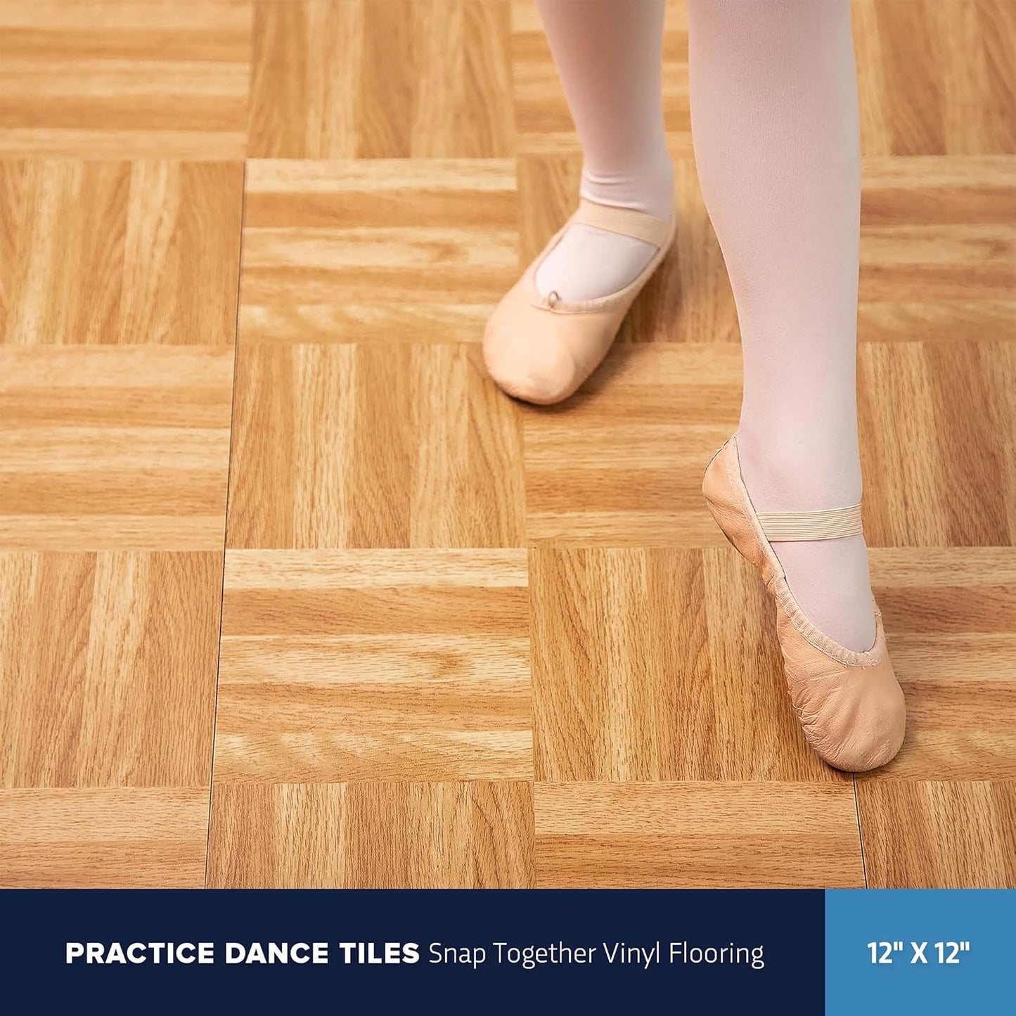 IncStores 3/8" Thick Snap Together Dance Flooring Tiles | 12”x12” Printed Vinyl Dance Floor Tiles for Practice & Performance | Dark Maple | 32 Tile Pack