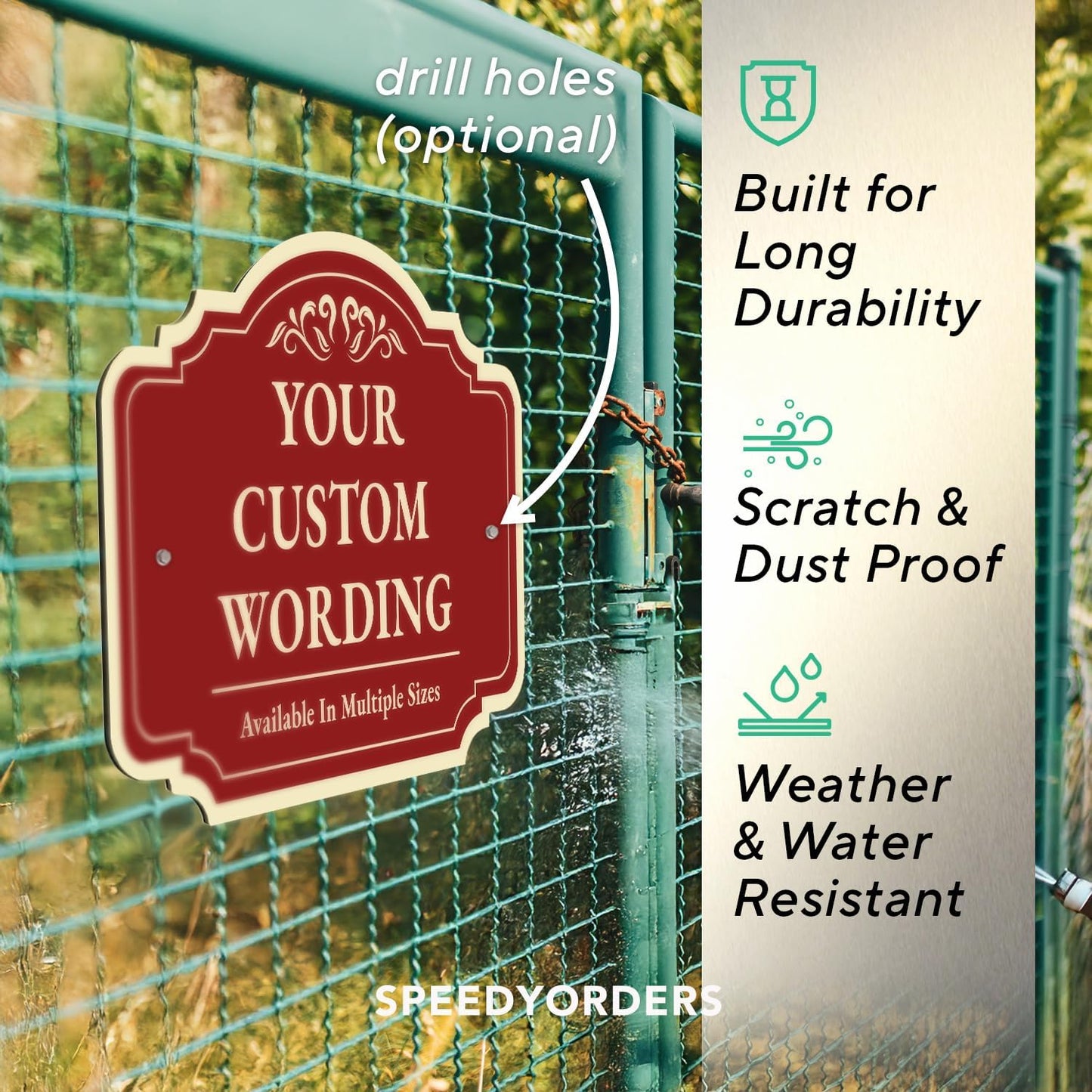 Custom Decorative Outdoor Metal Sign - Personalized Aluminum Driveway Sign, Waterproof, Made in USA - Design 2 Red Brick 14x10 In