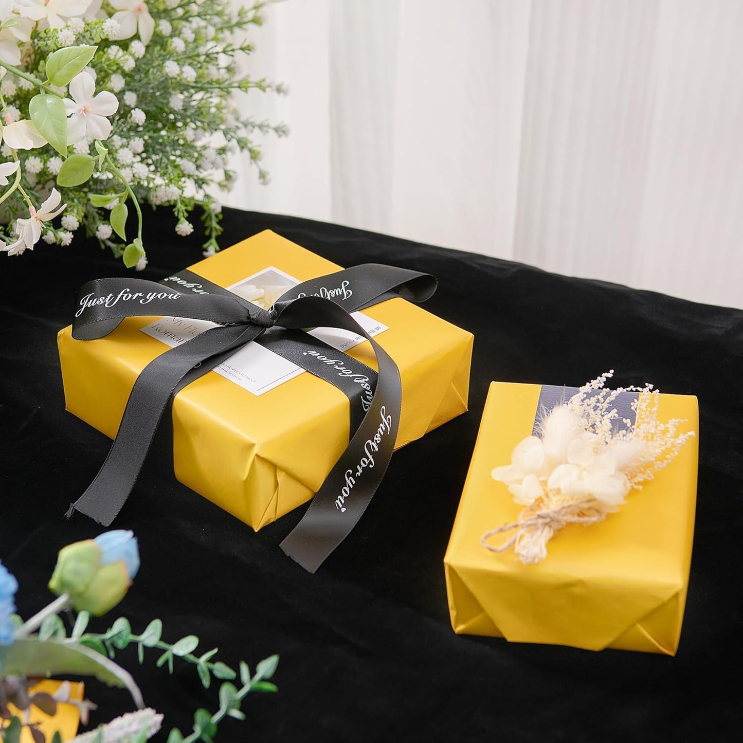 Matte Wrapping Paper Roll - Solid Color Pearly 17.3Inches X 39.4Feet Golden Yellow Shimmer Gift Wrapping Paper Roll Elegant Lustre Paper for Wedding,Valentine's Day,Birthday, Christmas PAP11GY