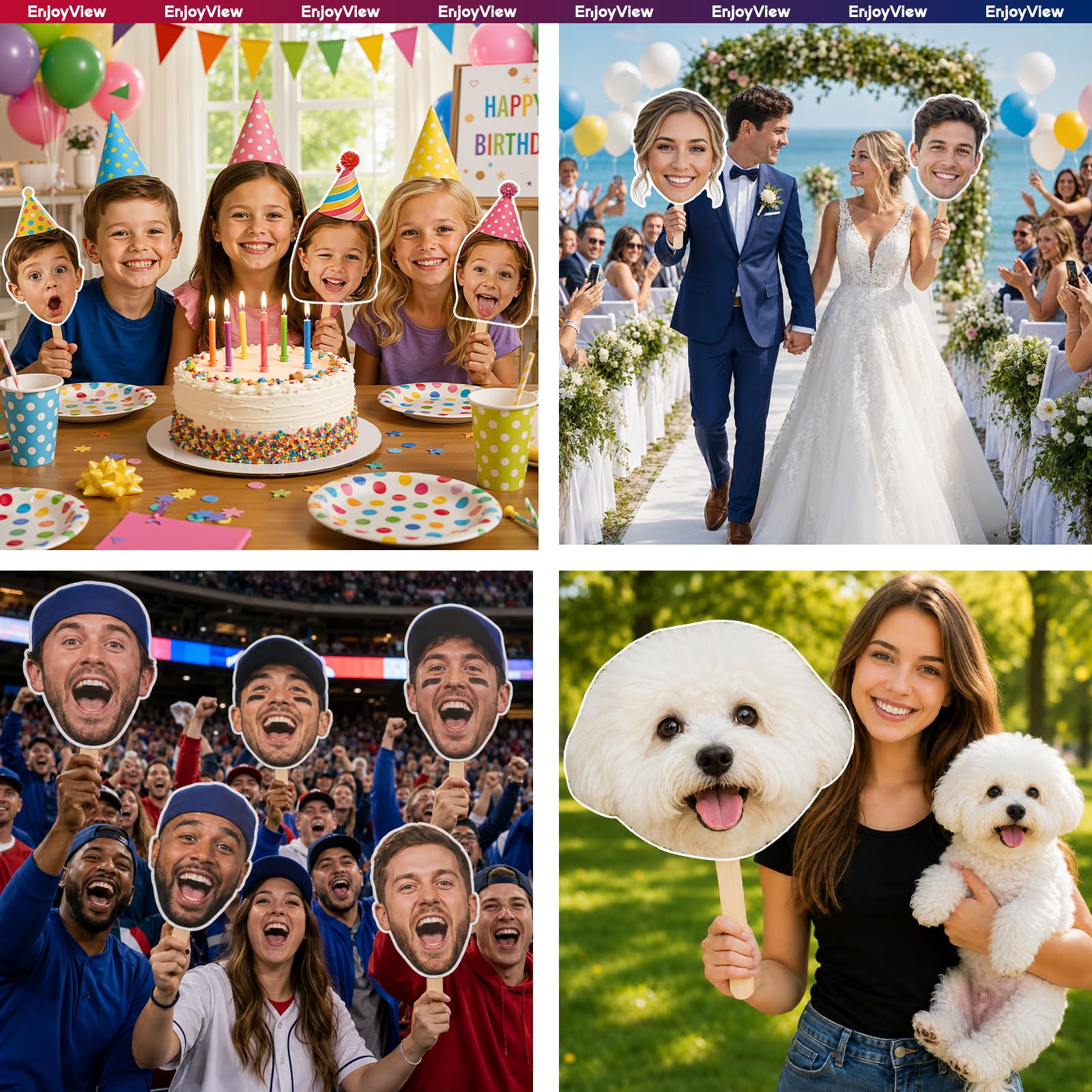 EnjoyView Custom Big Head Cutout on a Stick, 6" to 48" Face Sign, 1 Piece