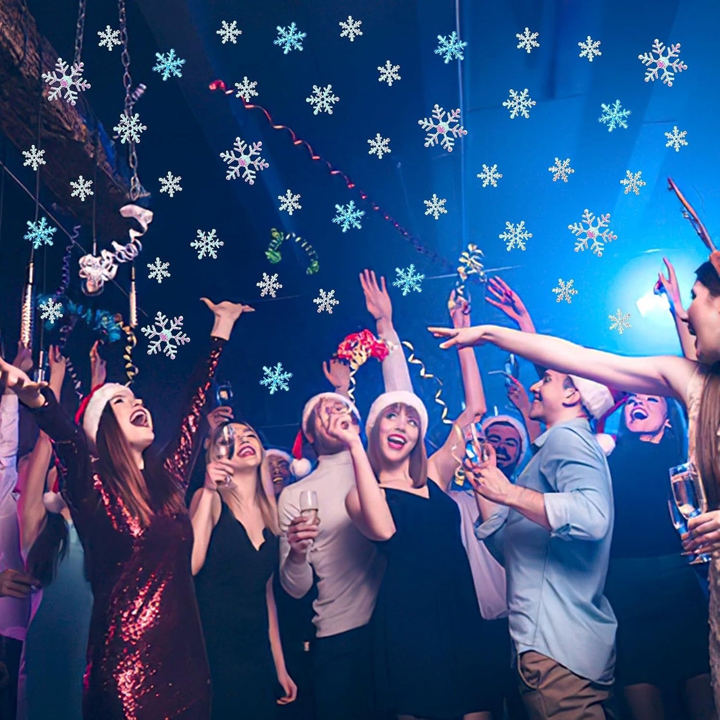 MARFOREVER Snowflake Confetti Decorations, Christmas Snowflake Glitter Confetti White Blue Scatter Winter Wonderland Table Centerpiece for Xmas Winter Wedding Snow Party Decoration Supplies