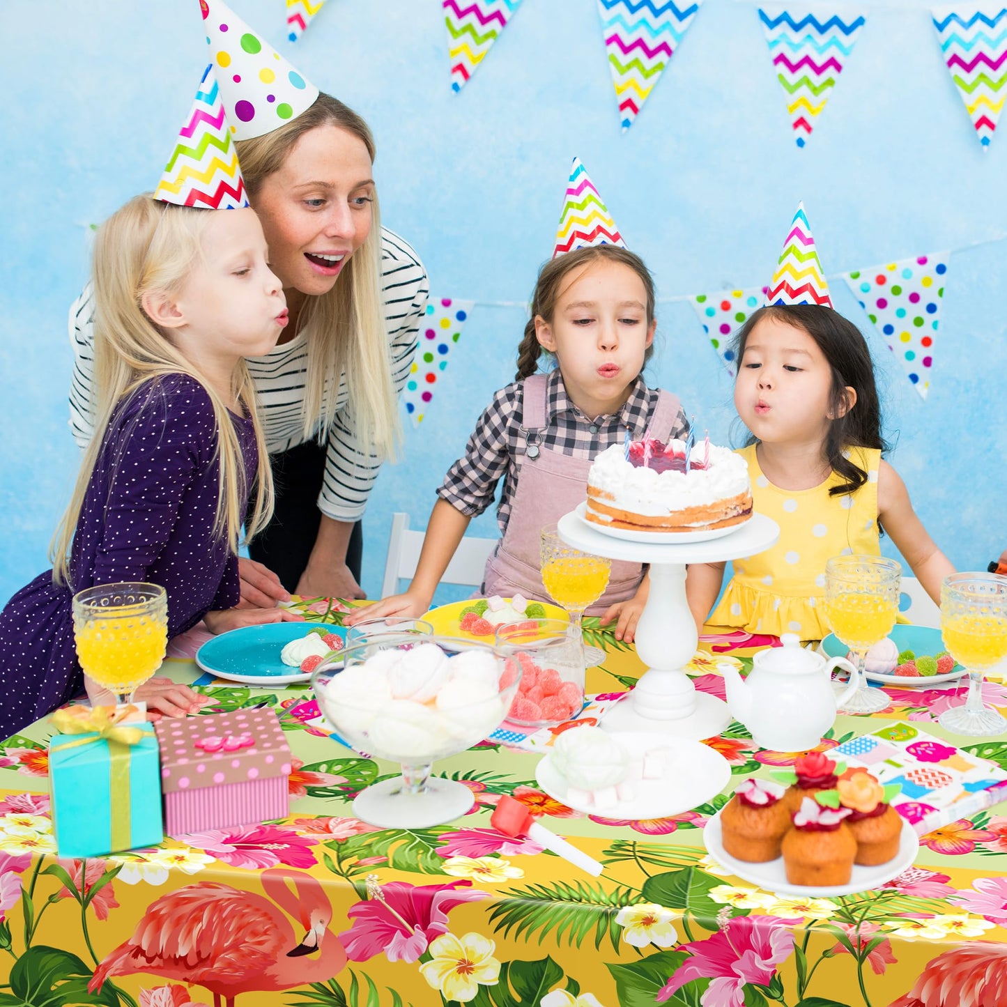OHOME 2 Pack Luau Party Decorations - Plastic Tablecloth for Hawaiian Theme Party Decorations |