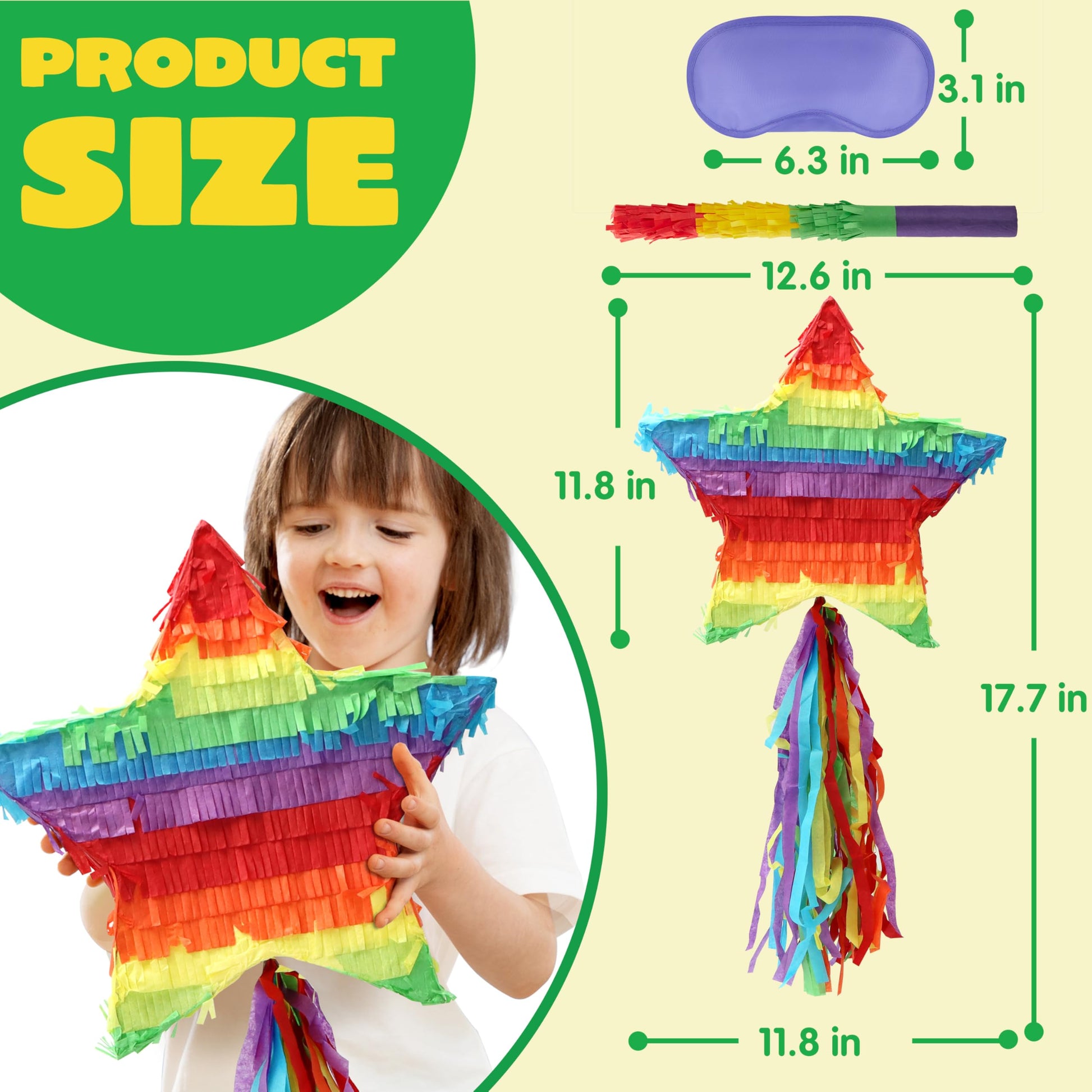 Cinco De Mayo Star Pinata 12.6 x 12.6 inches. Fiesta Party Supply for Fiesta Taco Party, Luau Event