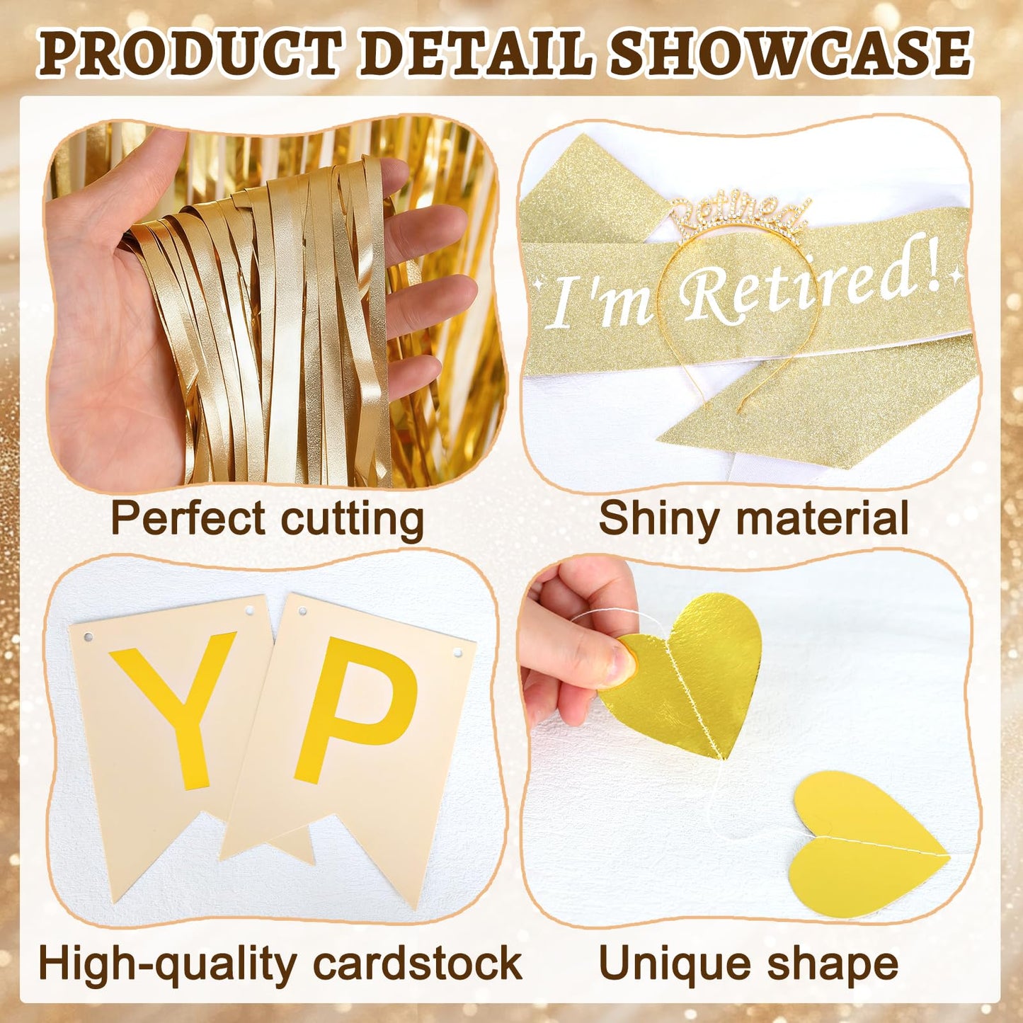 Retirement Party Decorations Supplies Set, Champagne Gold Retirement Decorations Happy Retirement