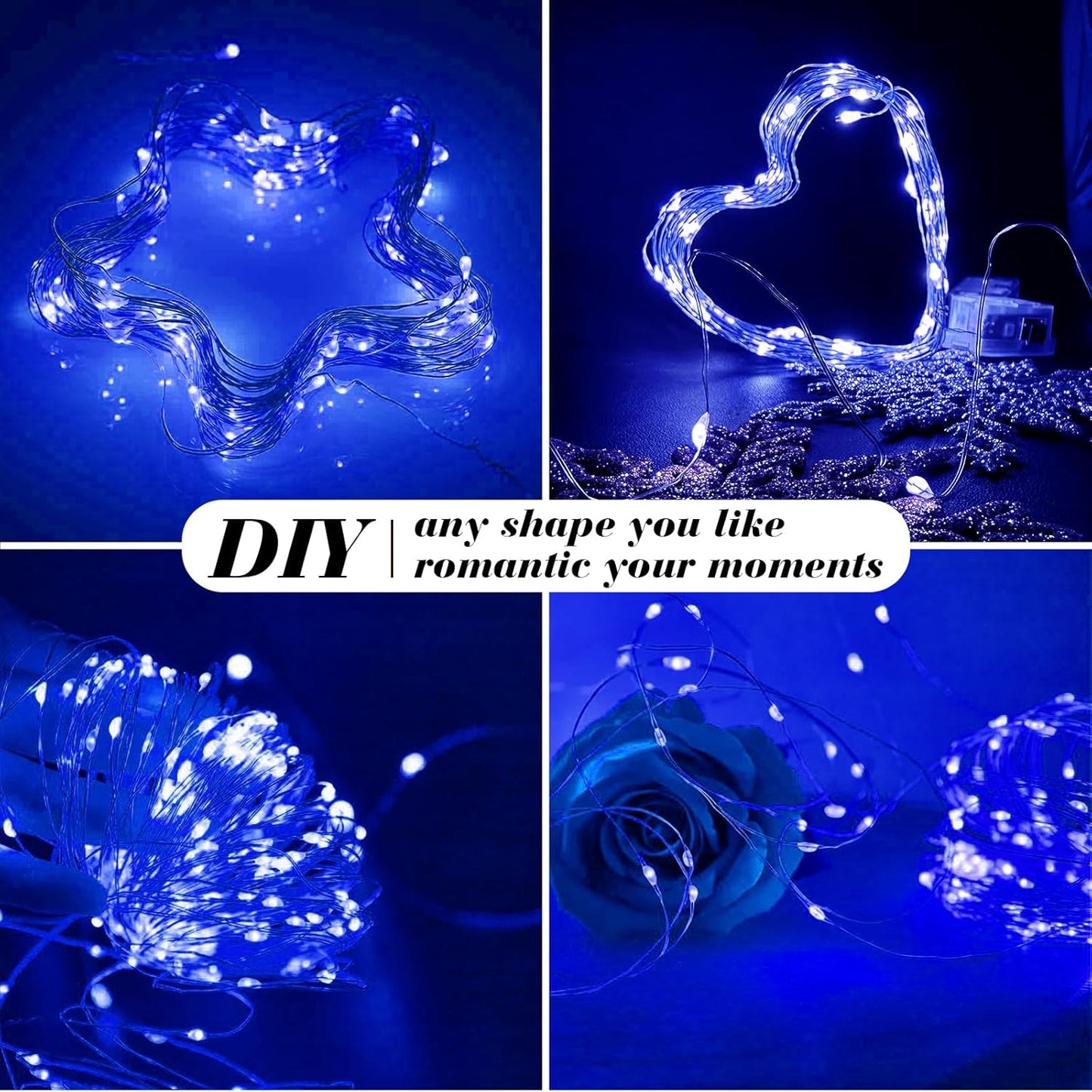 ZGWJ 12 Pack Fairy Lights Battery Operated, 7ft 20 Mini LED Fairy String Lights Silver Wire 3 Modes for DIY, Parties, Wedding, Bedroom, Halloween Christmas Decoration Blue