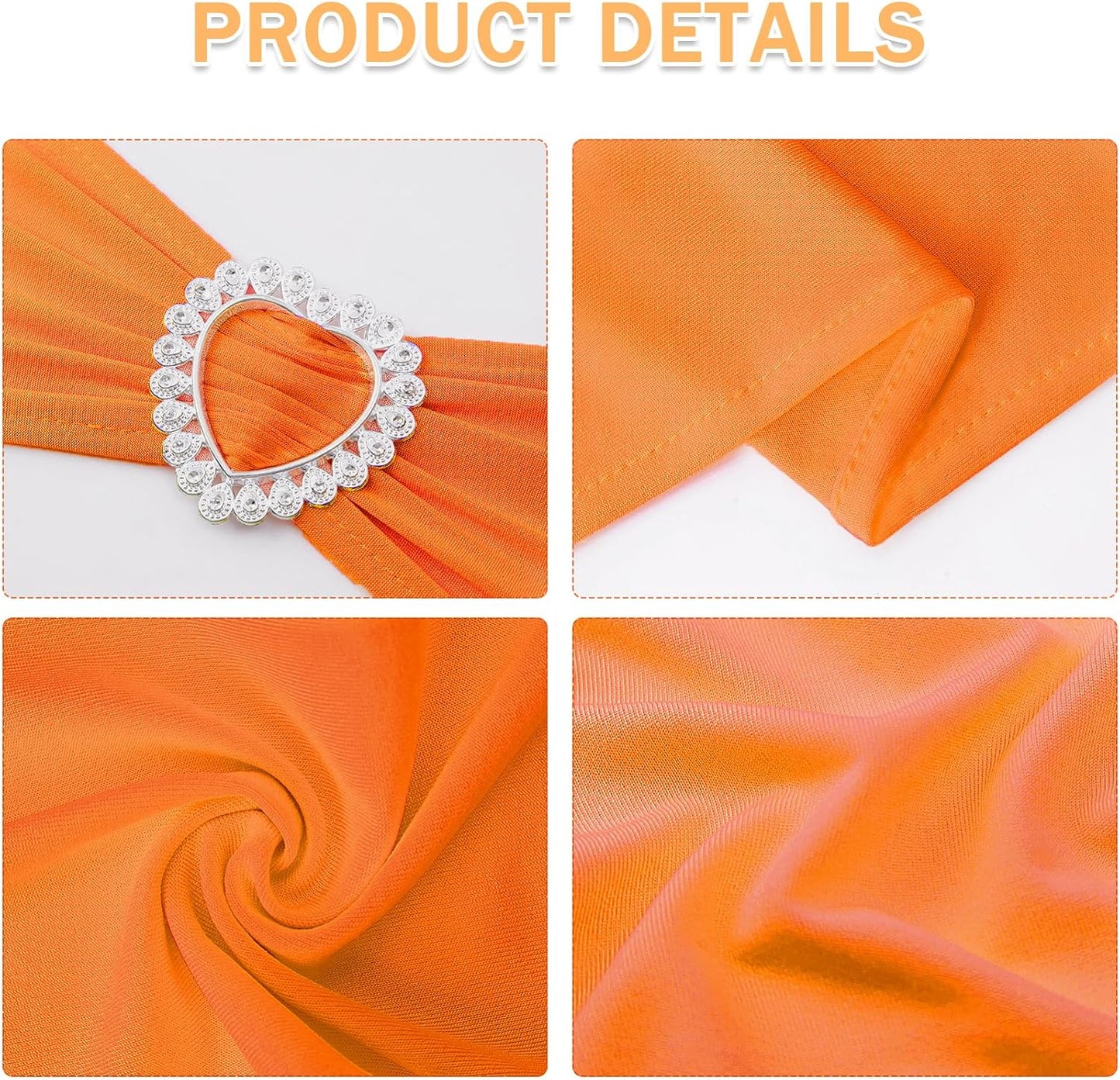 Howhic Pack of 30 Spandex Chair Sashes Bows Stretch Chair Cover Band with Buckle Slider Universal Elastic Chair Ties for Wedding Banquet Party Event Decoration (Orange)