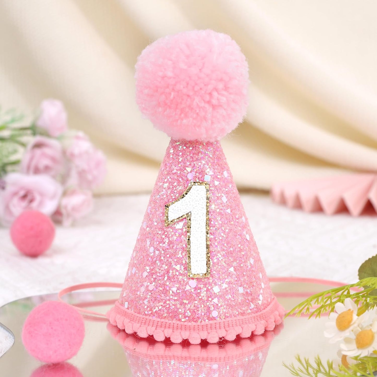 MAMUXI Natural Boho Birthday Hat - 1st Birthday Hat,Natural Boho First/1st Birthday Decorations,Cake Smash Photo Prop