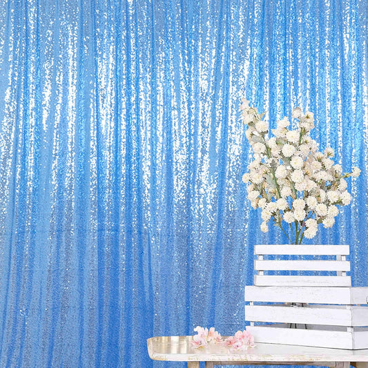 ShinyBeauty 10FTx10FT Baby Blue Sequin Backdrop | Sparkle Photo Background for Wedding & Baby Shower | Glitter Fabric for Photography | Elegant Party Decor