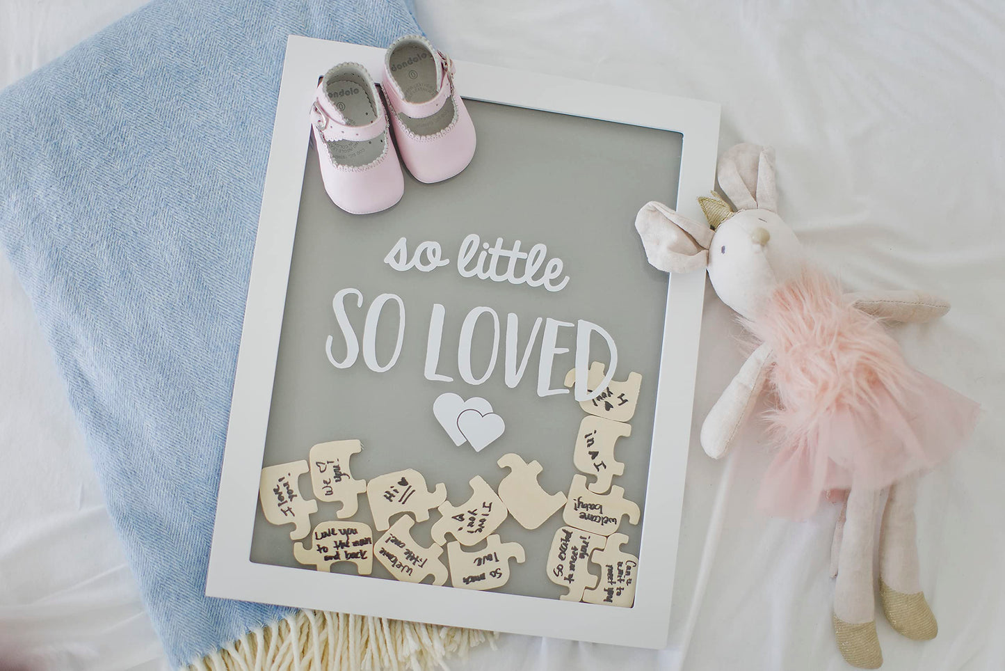 Pearhead So Little So Loved Wooden Elephant Token Frame, Baby Shower Signature Guest Book