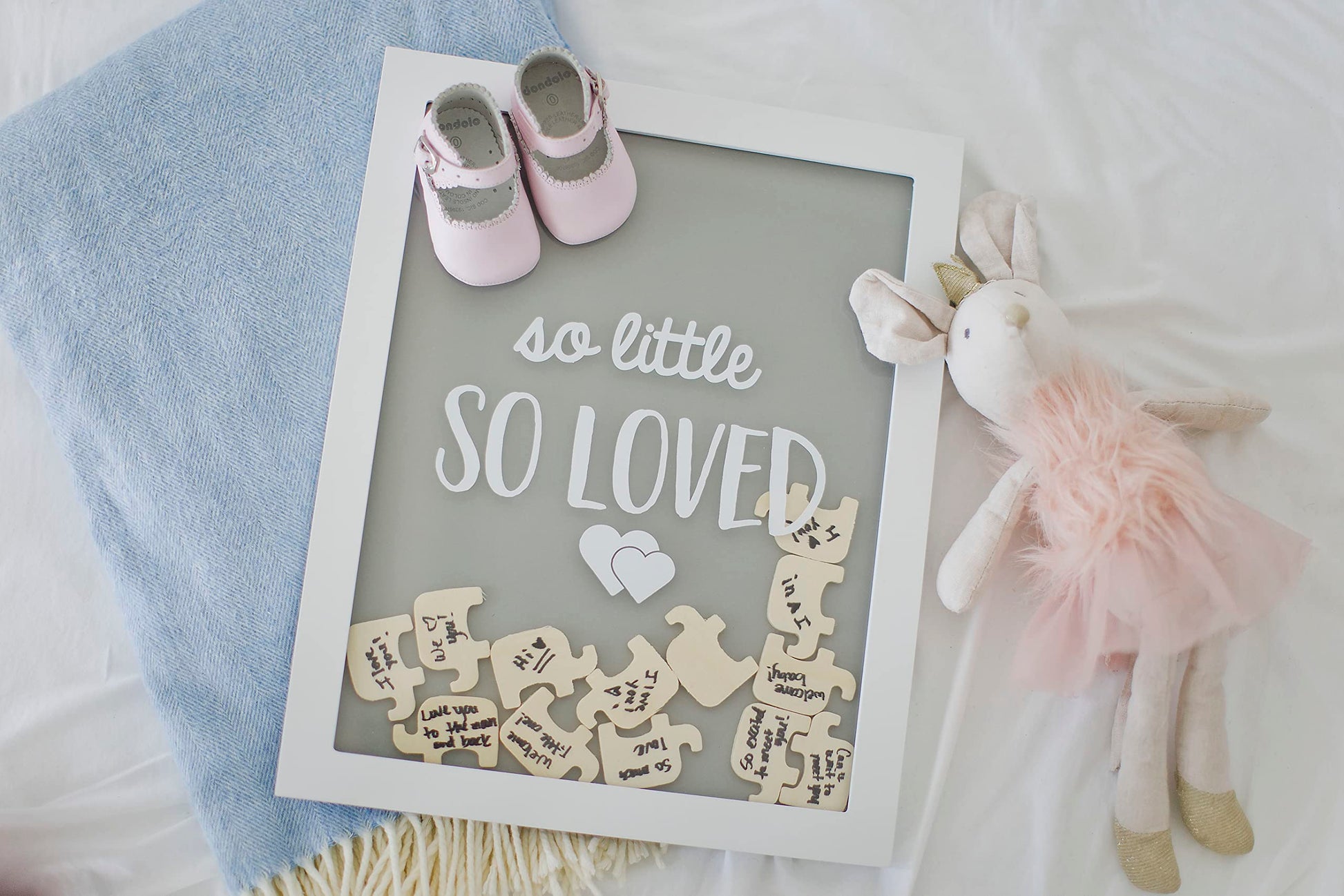 Pearhead So Little So Loved Wooden Elephant Token Frame, Baby Shower Signature Guest Book