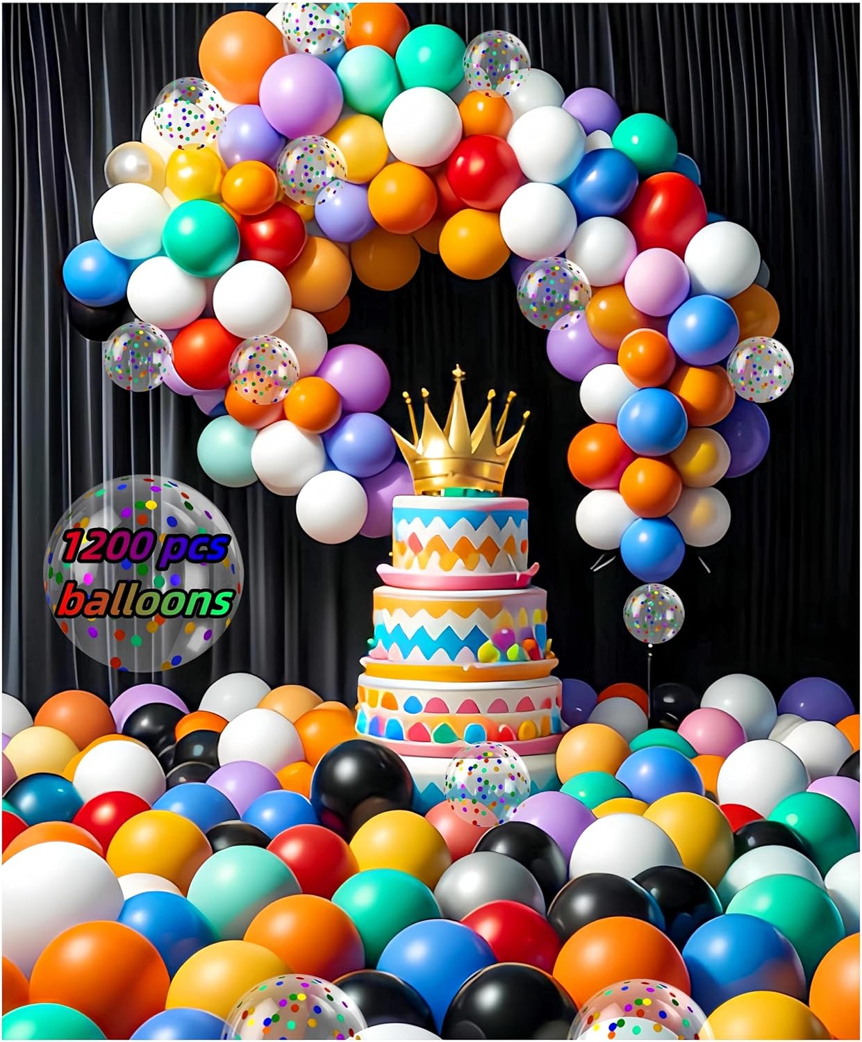 1200 Pcs Balloons Bulk 12 inch Assorted Colors Rainbow Latex Balloon 12 Colors, for Wedding, Graduation, Birthday Party Various Event Decorations