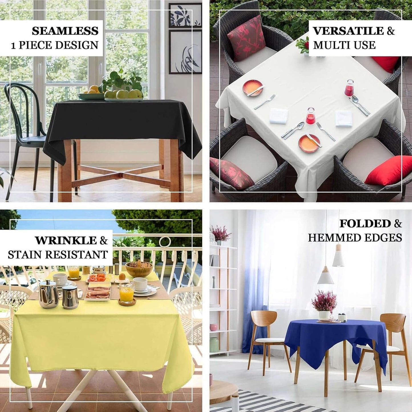 Efavormart 54x54 Hunter Emerald Green Wholesale Linens Seamless Polyester Square Tablecloth for Wedding Banquet Party Restaurant