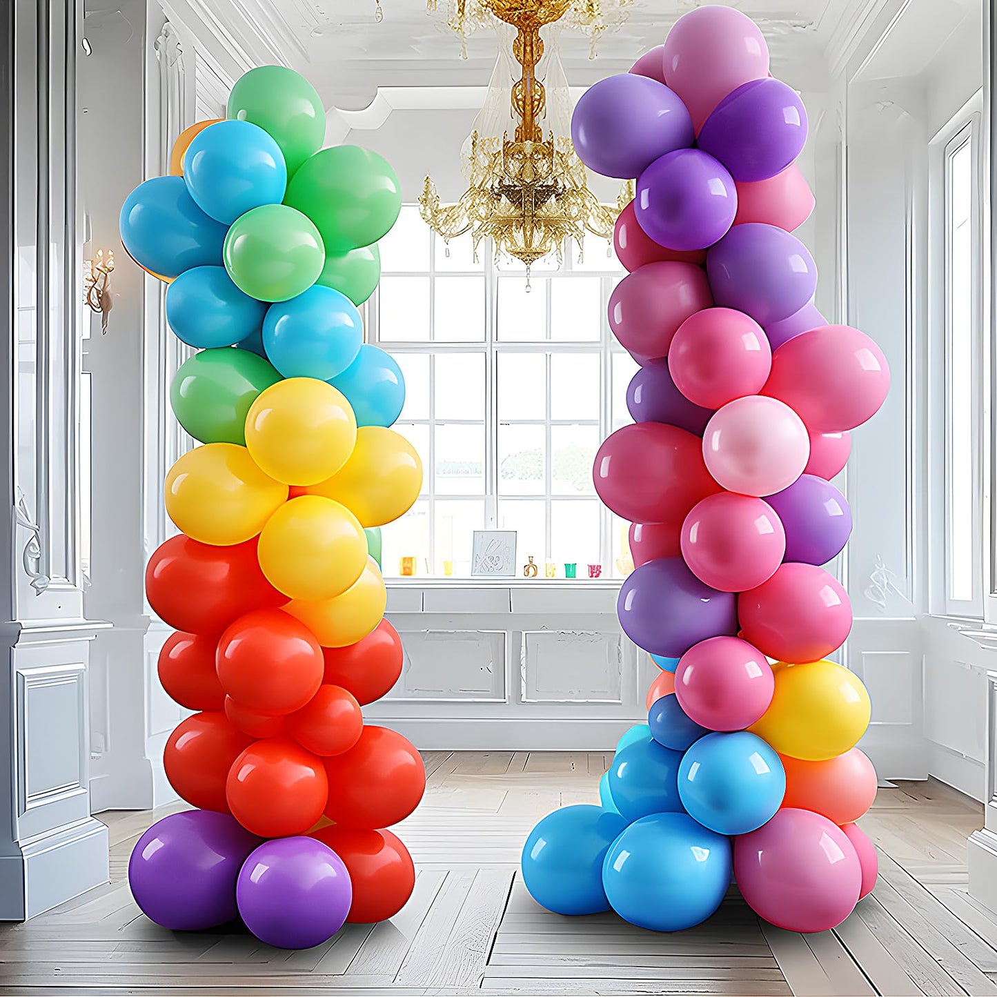 Balloon Column Stand Set of 2, 6.6ft Balloon Arch Stand Adjustable Balloon Column kit with Base