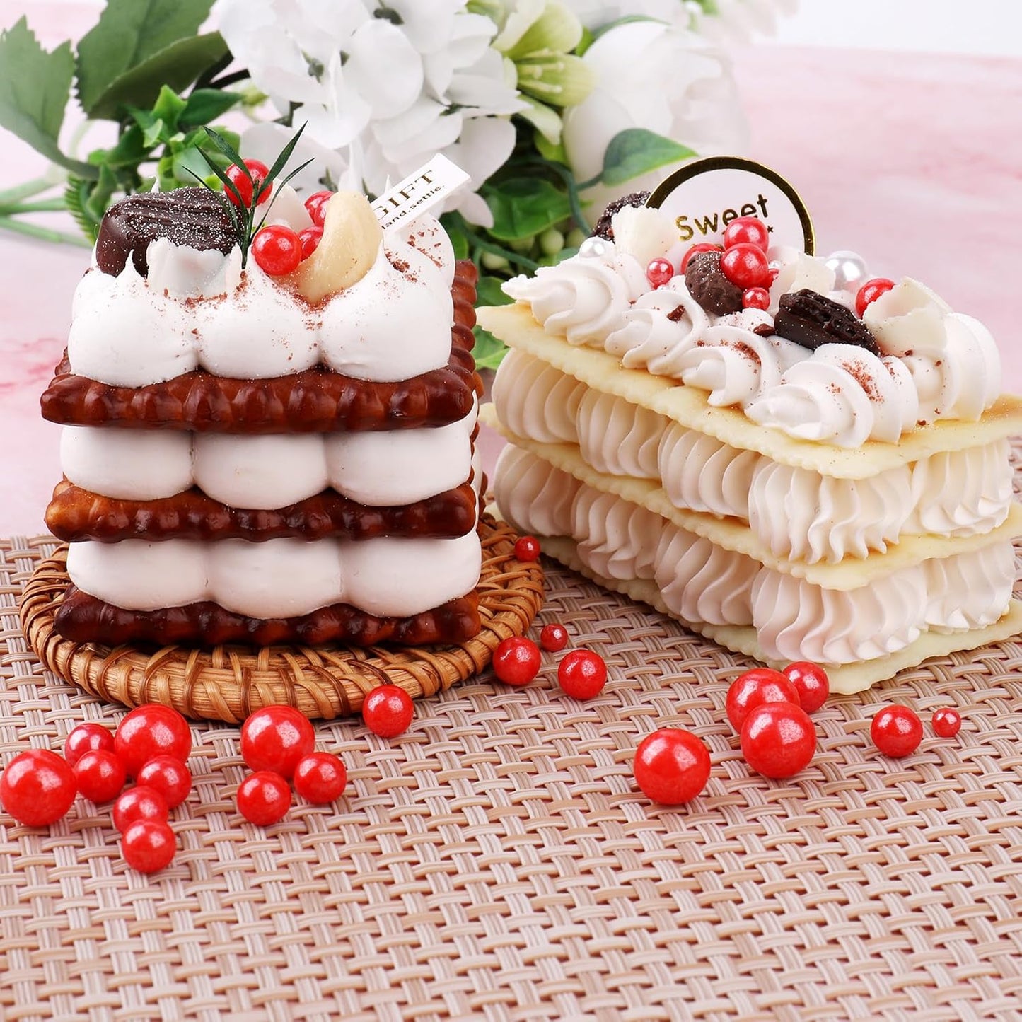 Red Pearl Sprinkles for Cake Decorating, 11.3 Oz Edible Pearls Sugar 4 Sizes Gift Box Set for Baking Cookie Ice Cream Cupcake Toppings