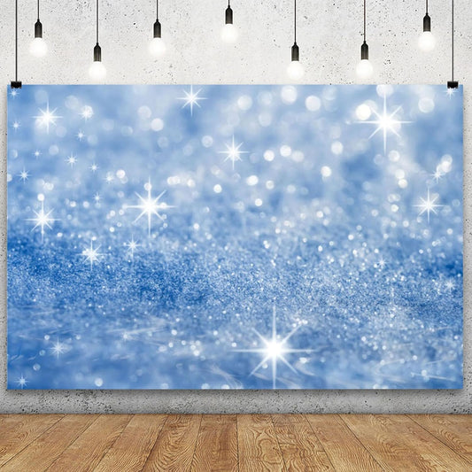 YongFoto Silver Blue Glitter Backdrop 7x5ft Silver Light Spots Blue Sequin Bokeh Photography Background Birthday Bridal Shower Wedding Photography Background Party Banner Portraits Photoshoot Props