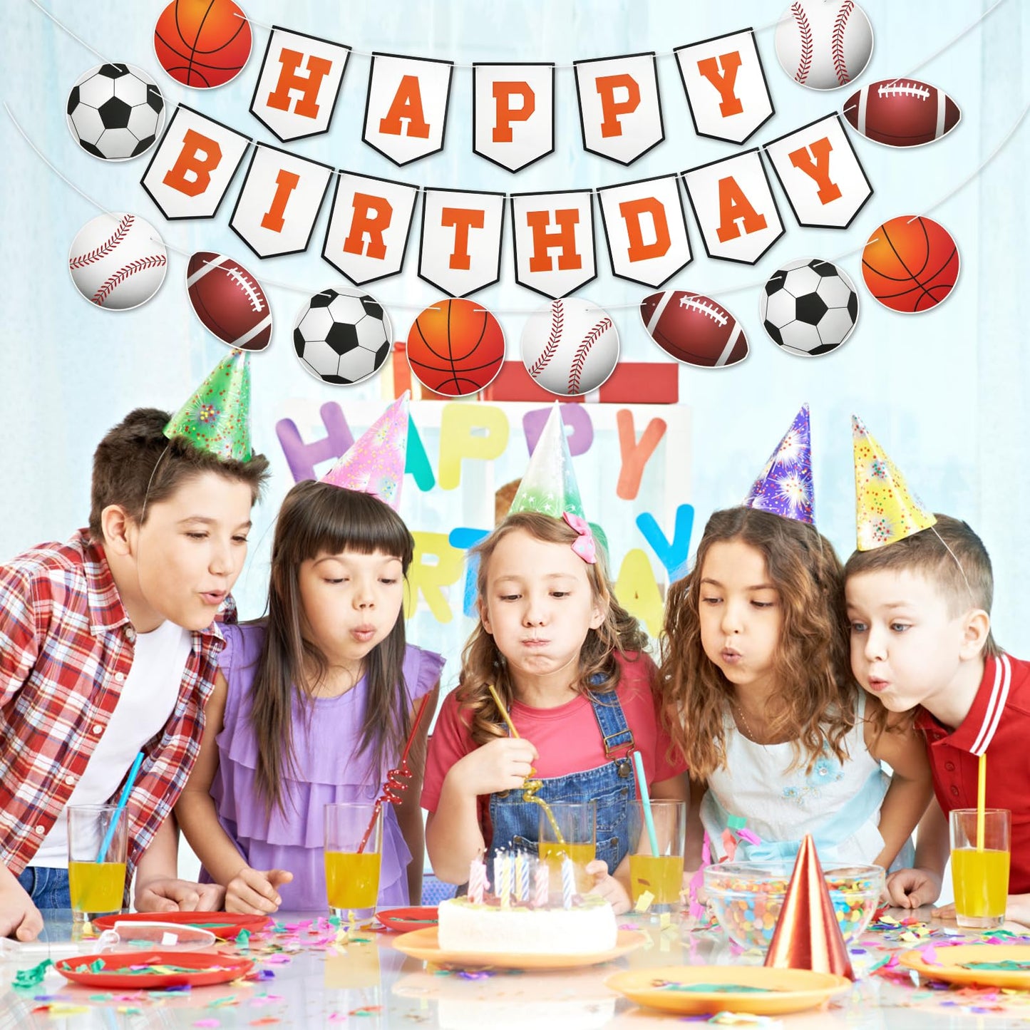 3pcs Sports Birthday Party Banner, Sports Themed Party Decorations