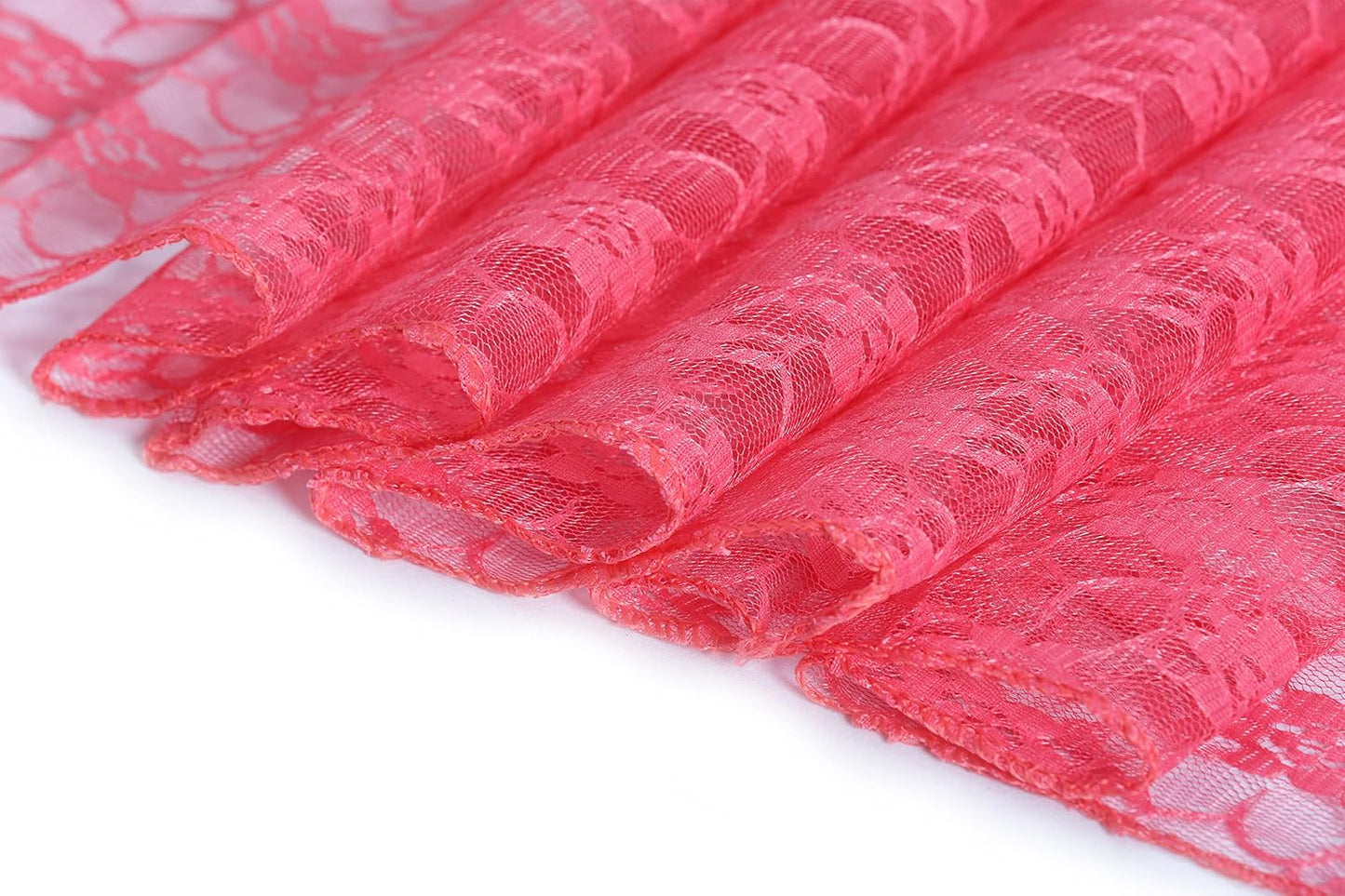 MDS Pack of 25Wedding 12 x 108 inches Lace Table Runner for Wedding, Decorations for Birthday Parties, Banquets, Graduations, Engagements, and Runners fit Rectangle, Round Table- Coral