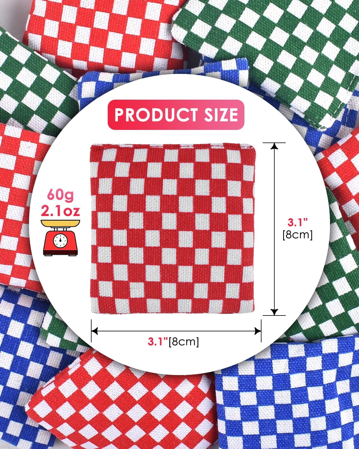 TINDTOP Mini Bean Bags for Tossing - 3.1" x 3.1", Cornhole Outdoor Toss Gaming Colorful Canvas Bean Bags Carnival Games Kids Beanbags Throwing Games for Kids