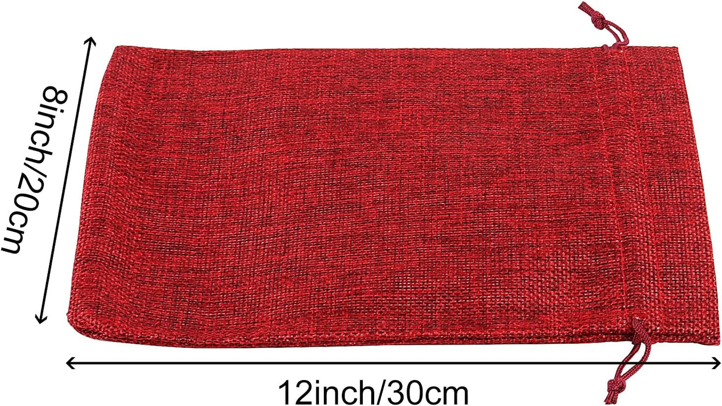 ZOENHOU 30 Packs 8 x 12 Inch Wine Red Burlap Bags Bulk with Drawstring, Drawstring Gift Bags, Dustproof Burlap Sacks for Favors Party DIY Craft