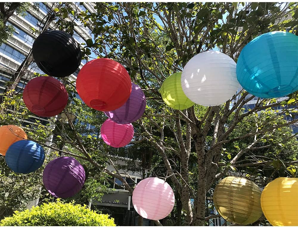 BEISHIDA Dark Blue Round Paper Lanterns Decorative Hanging Asia Chinese Japanese Paper Lanterns Lamp for Birthday Wedding Baby Bridal Shower Hannukah Home Decor Party Decoration（10 Packs）