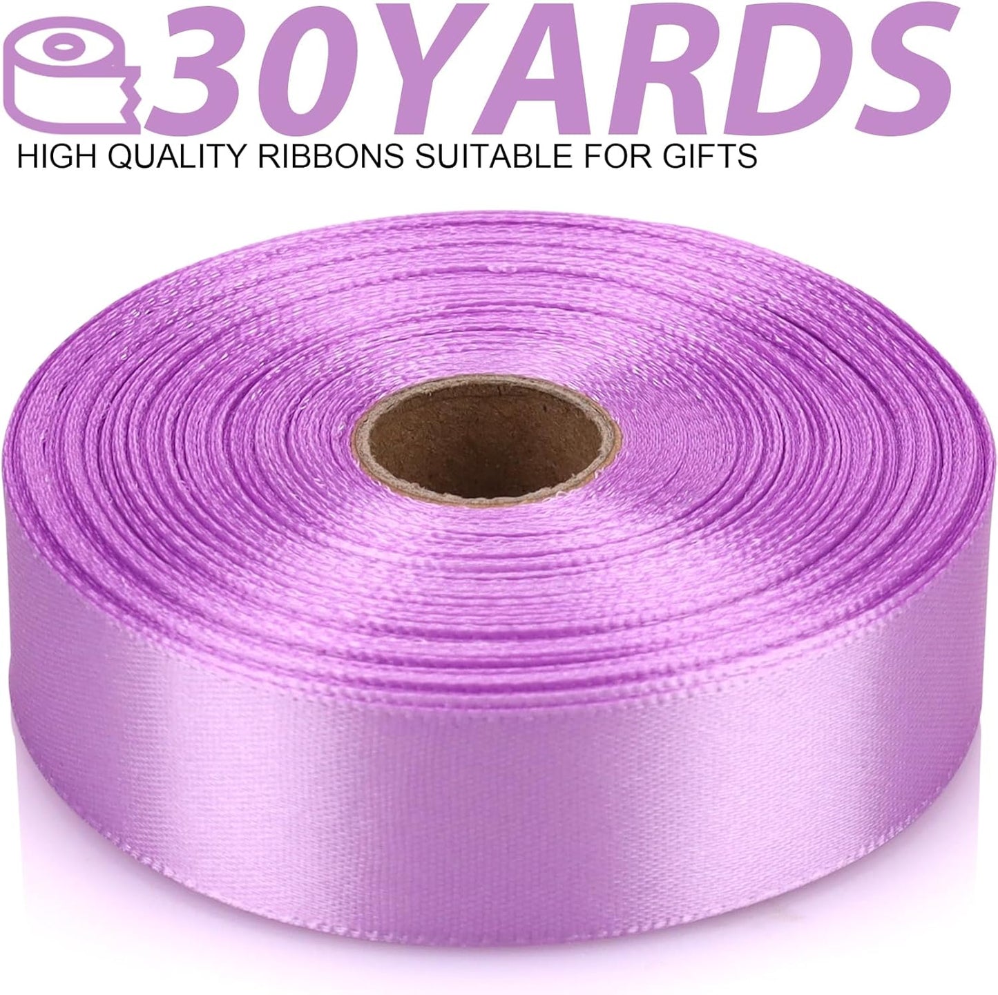 Lilac Purple Ribbon 7/8 Inch 30 Yards Satin Craft Ribbon-Single Face Polyester Ribbon for Handmade Roses,Gift Wrapping,Timeless Flower,Bouquets,Wedding and Party Decoration