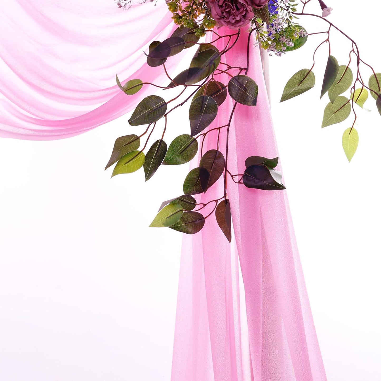 VDS Pack of 1 Panel (30 Inch X 100 Feet) Wedding Arch Draping Fabric Sheer Chiffon Fabric Drapery for Wedding Ceremony Reception Swag Backdrop Canopy Chuppah ARBO Altars Decoration (Bubblegum)