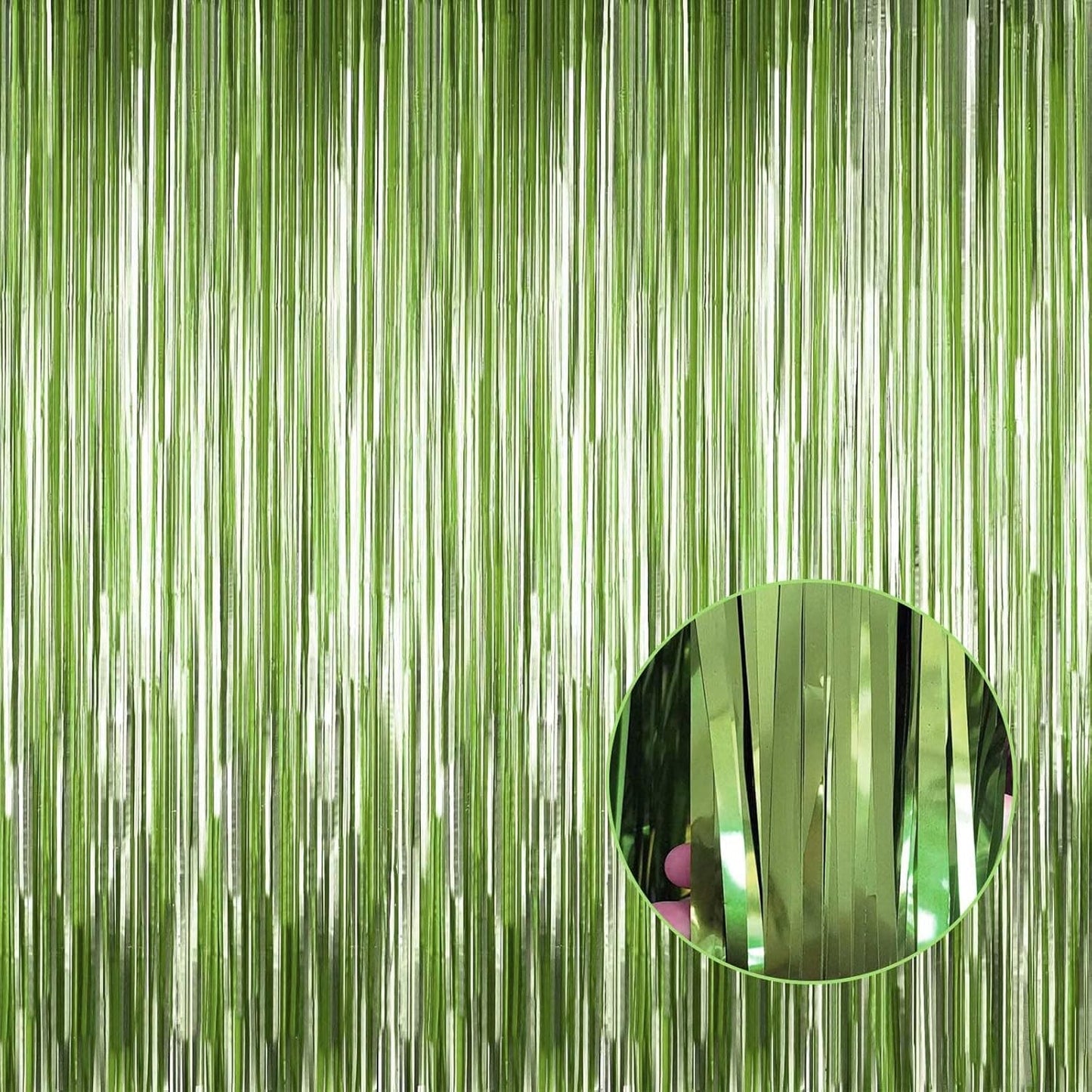 4 Pack Light Green Foil Fringe Curtain Backdrop, 3.28Ft x 8.2Ft Metallic Tinsel Foil Fringe Streamer Curtains for Photo Booth Props, Birthday, Wedding, Christmas Decorations Party Supplies New