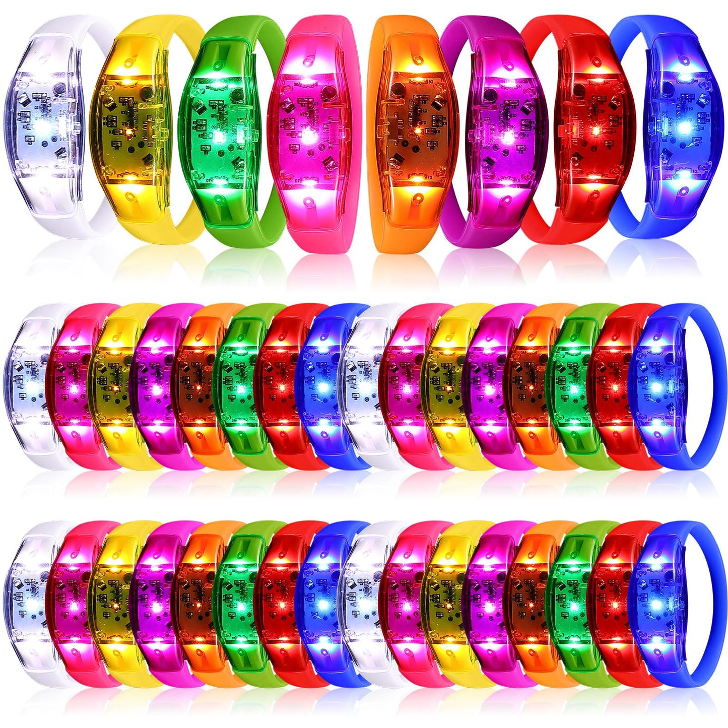 JellyArch 40 Pcs LED Glow Bracelets, Sound Activated LED Bracelets