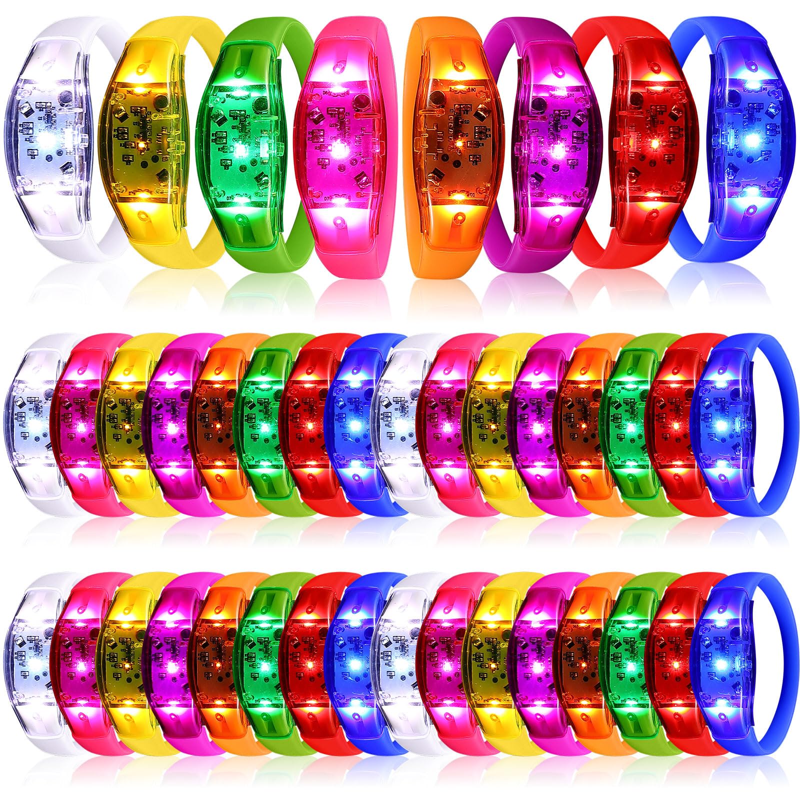 JellyArch 40 Pcs LED Glow Bracelets, Sound Activated LED Bracelets
