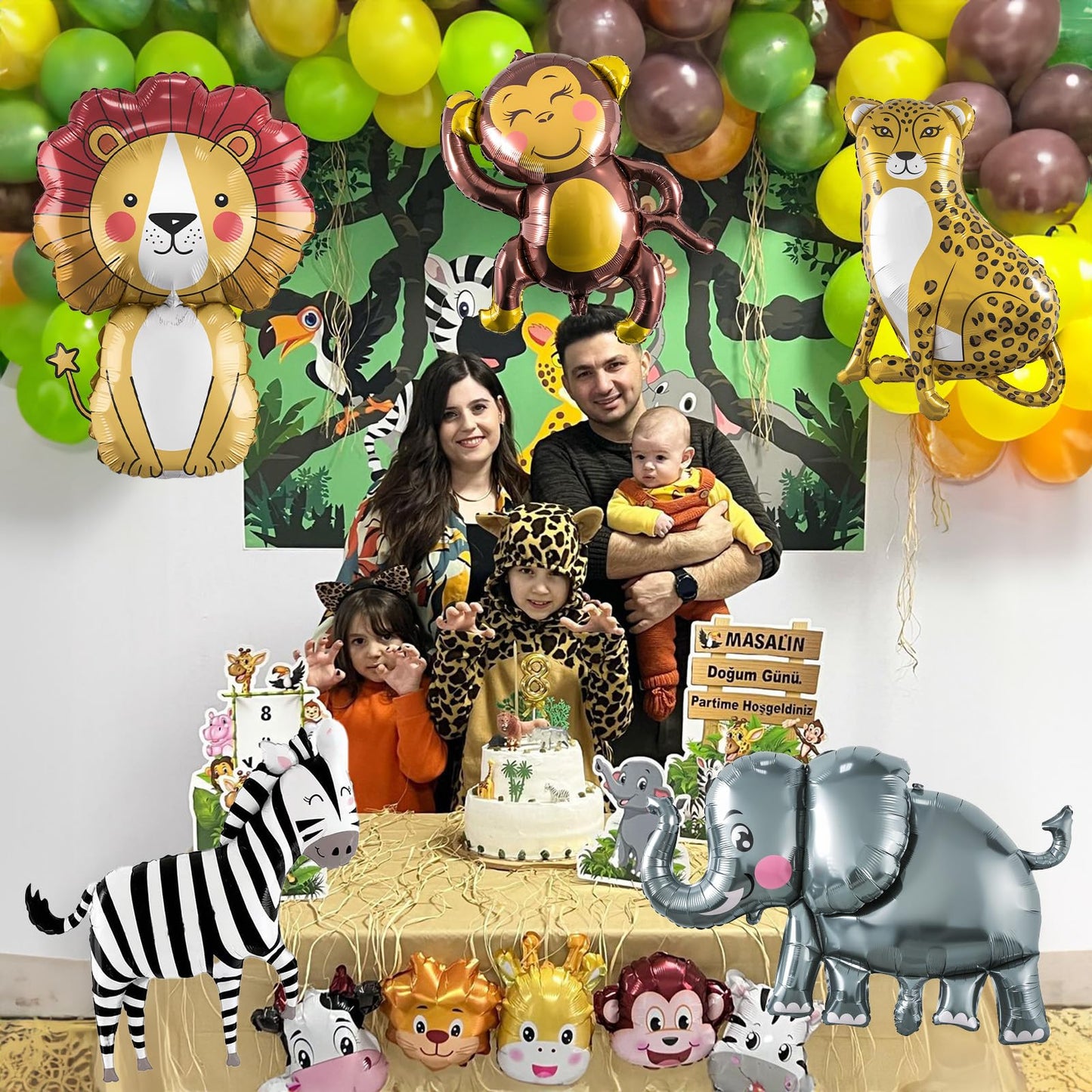 Large Animals Foil Balloons for Jungle Safari Birthday Party Decorations