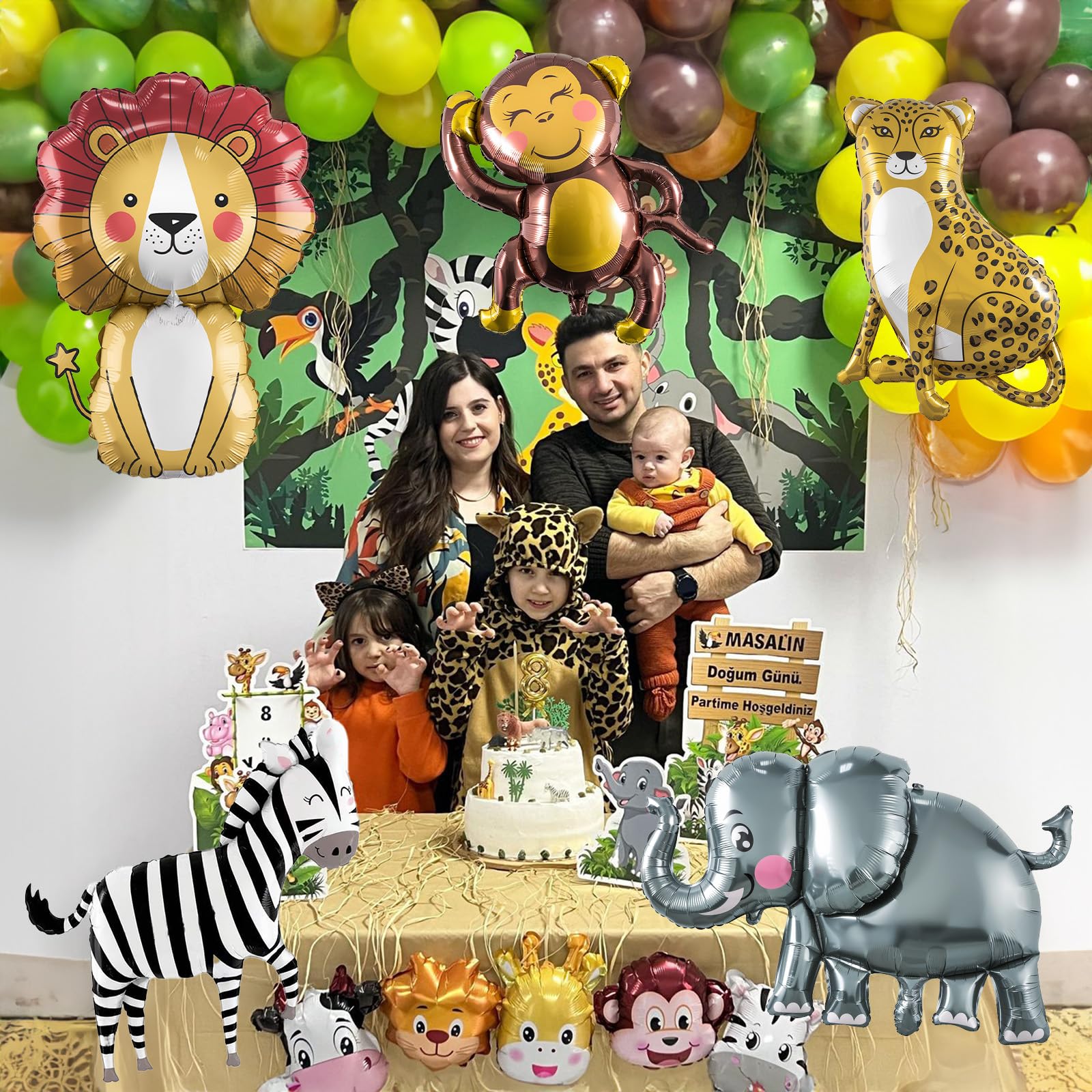 Large Animals Foil Balloons for Jungle Safari Birthday Party Decorations