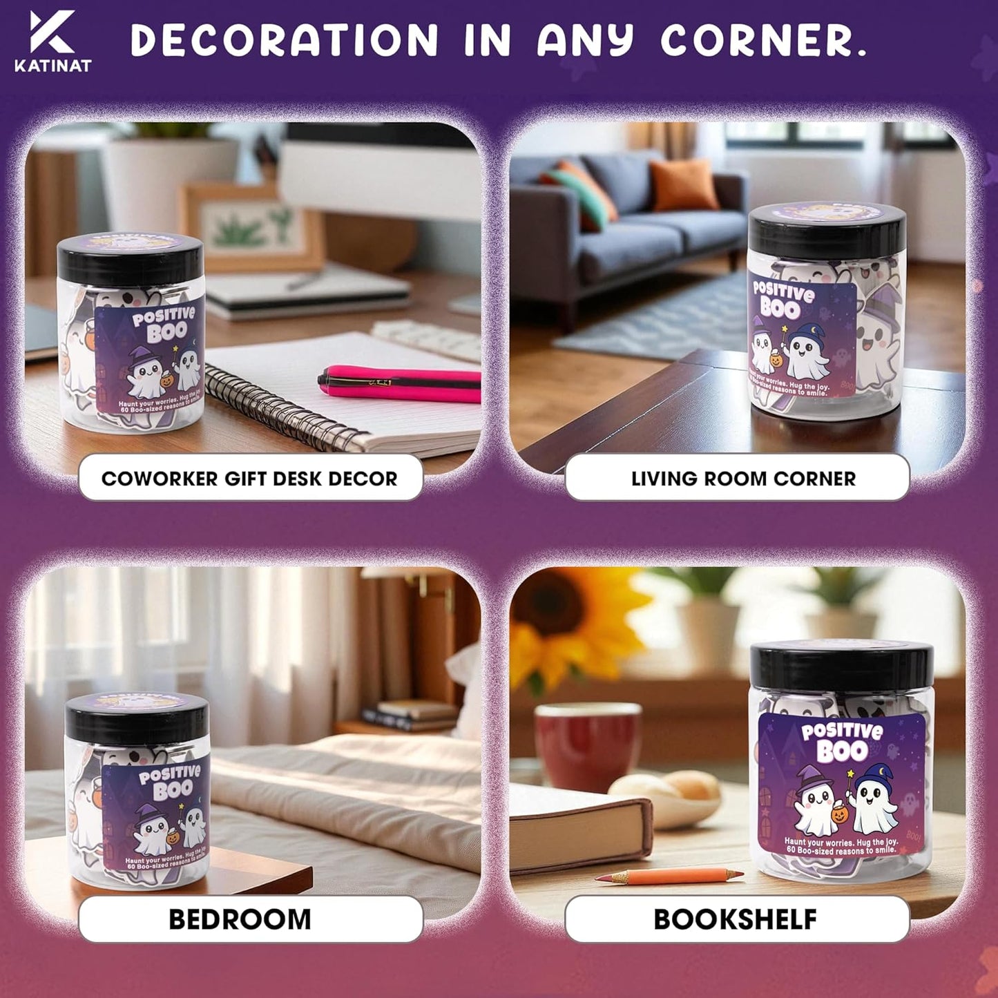 Positive Ghost Affirmation Jar – Emotional Support Ghosts Jar, Boo Basket Stuffers for Women, Teens, Funny Halloween Gifts for Women, Kids, Teens, – Cute Halloween Basket Stuffers Ideas